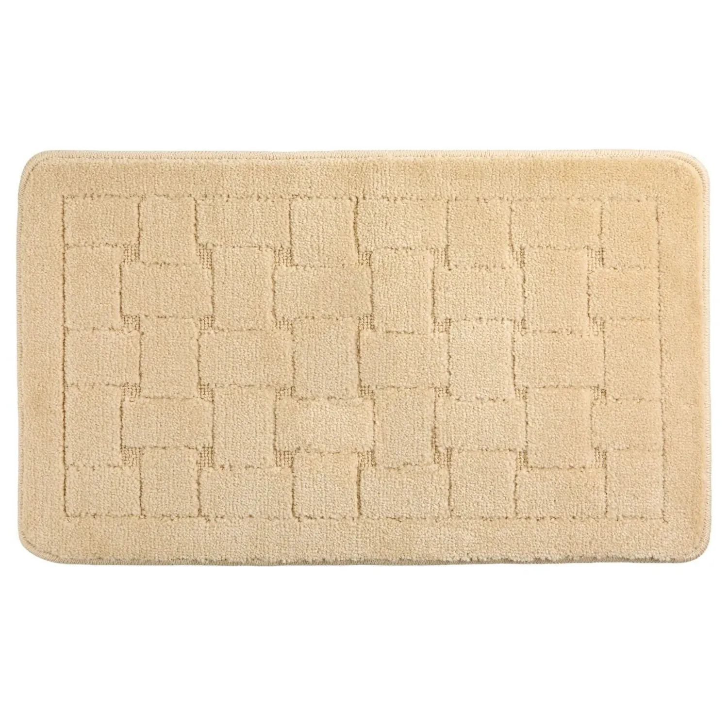 Crosshatch Bath Mat Non-Slip - Cream, Polycotton