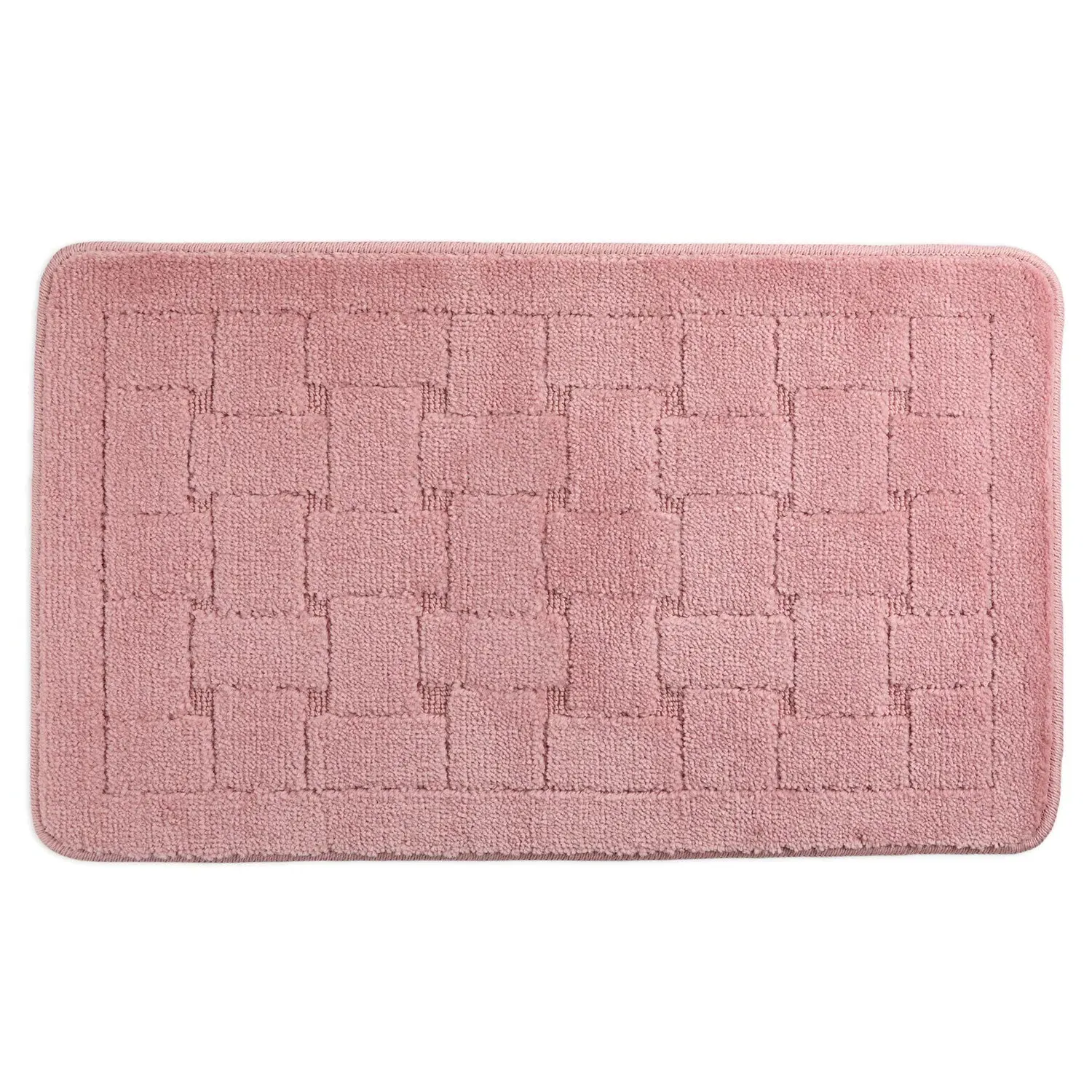 Crosshatch Bath Mat Non-Slip - Pink, Polycotton