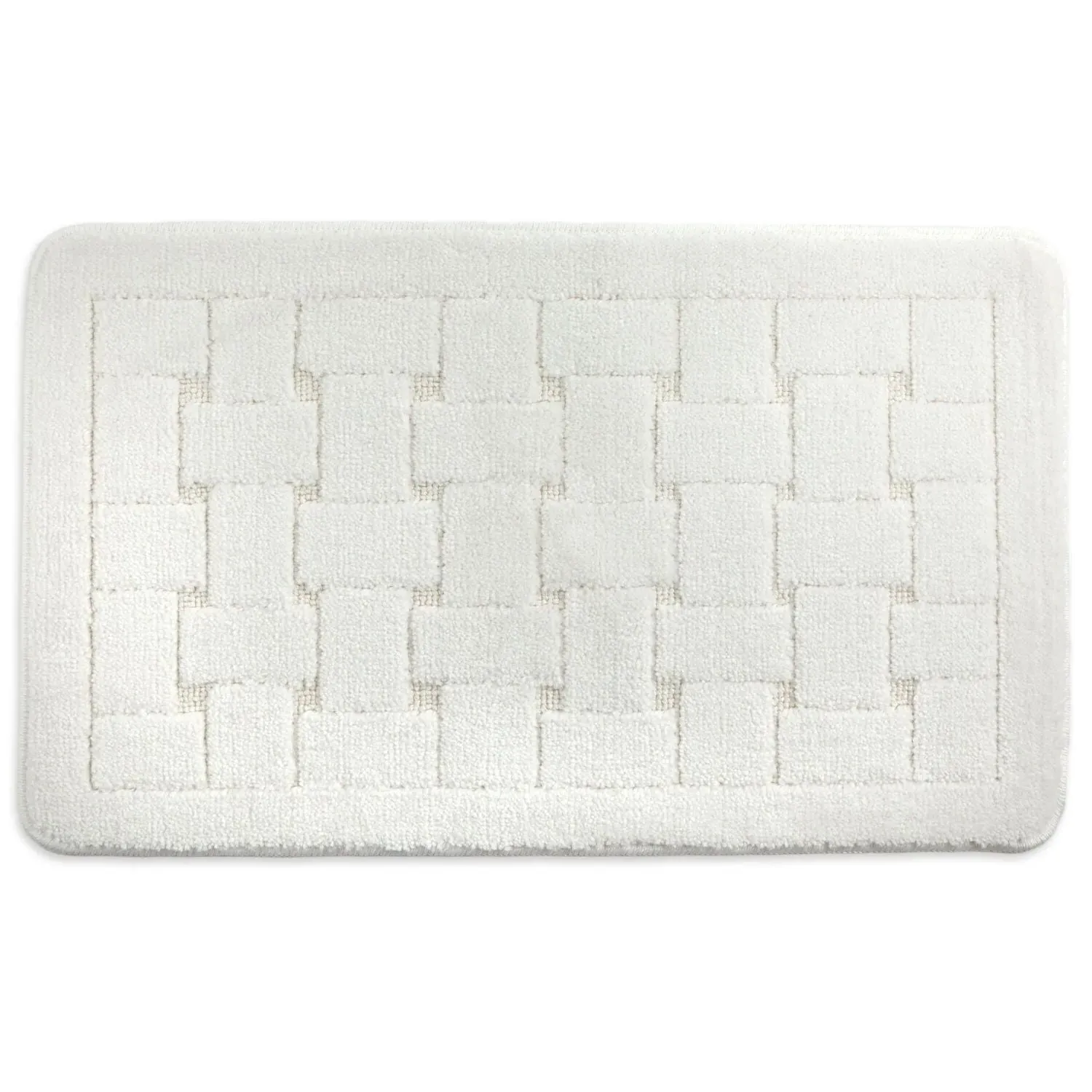 Crosshatch Bath Mat Non-Slip - White, Polycotton