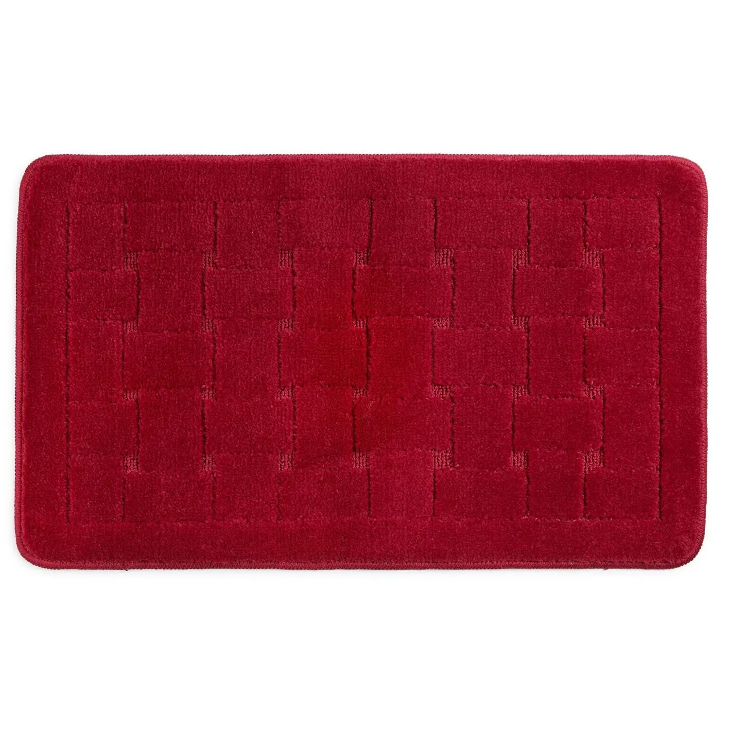 Crosshatch Bath Mat - Red, Polycotton