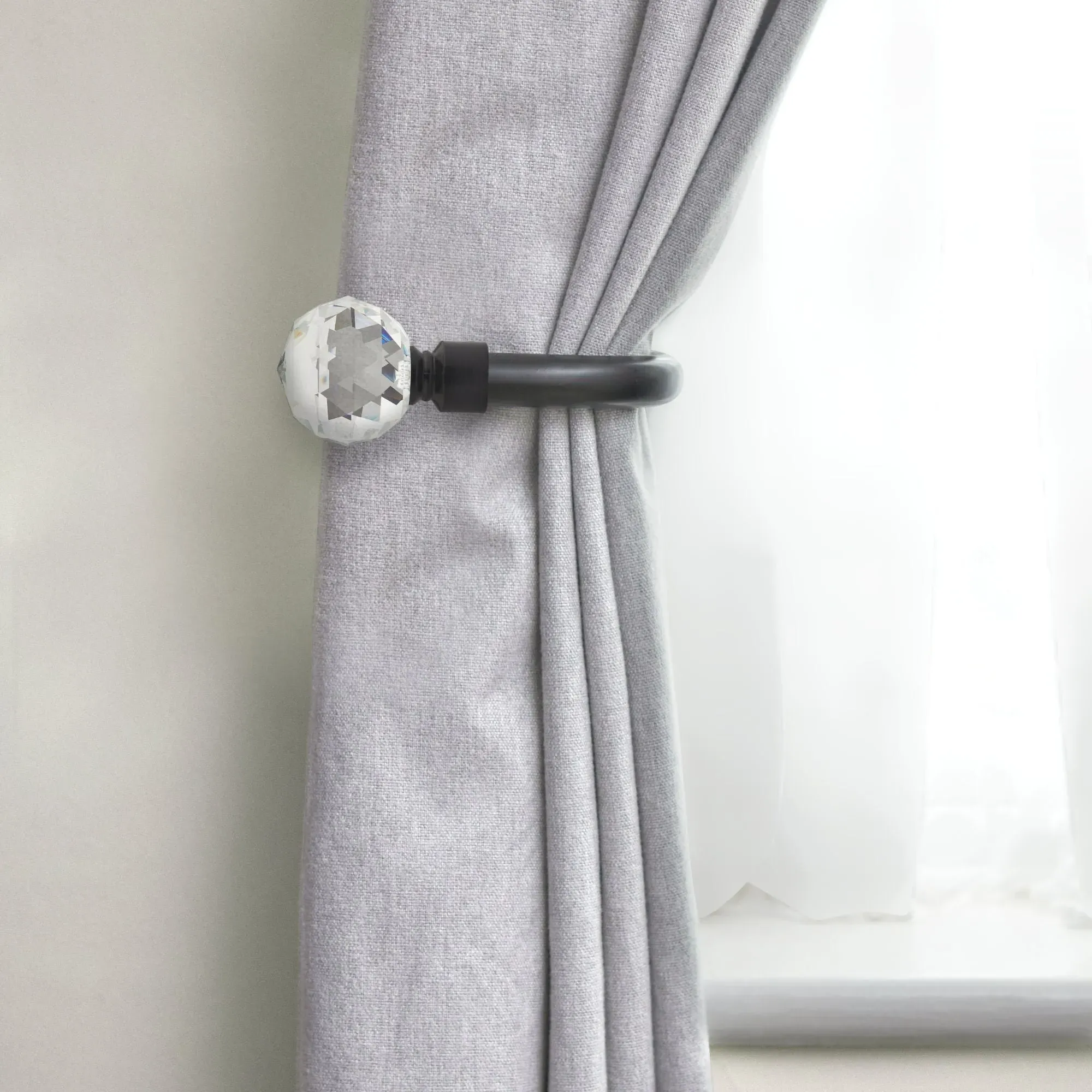 Crystal Curtain Holdbacks Pair - Matt Black product