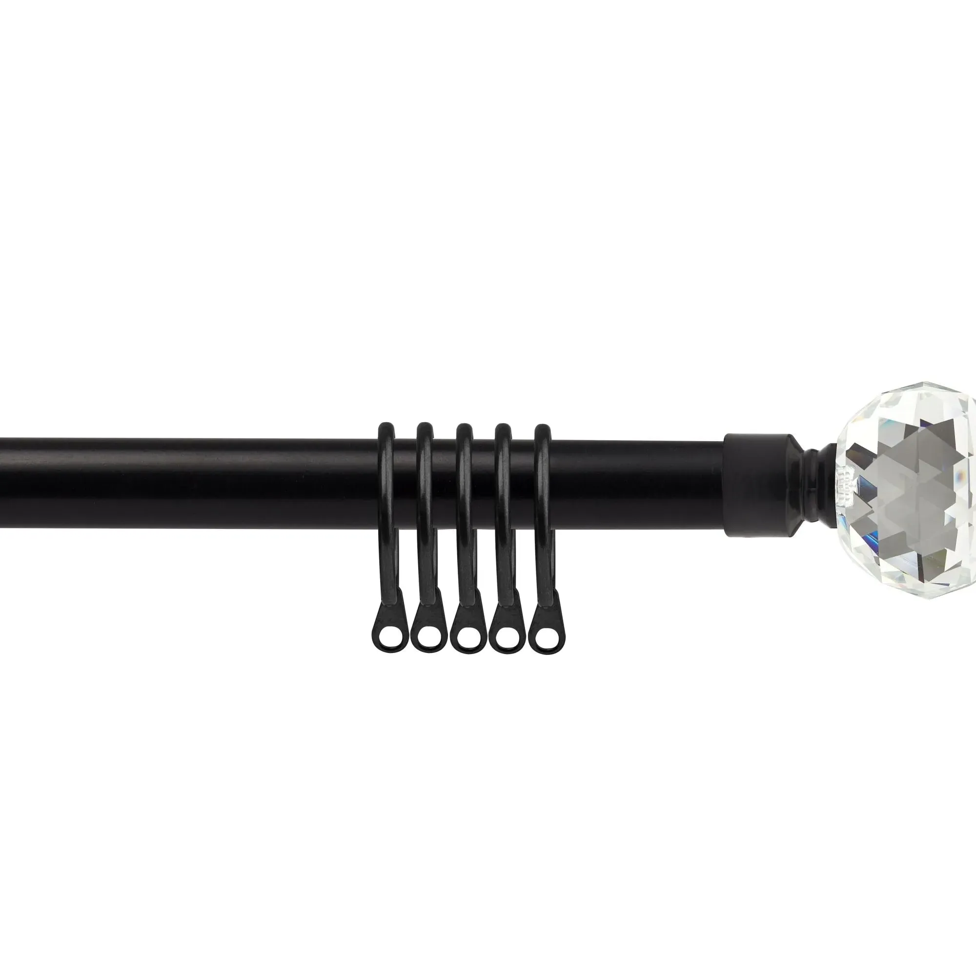 Crystal Extendable Curtain Pole with Rings 1.2-2.1m - Matt Black alternate view