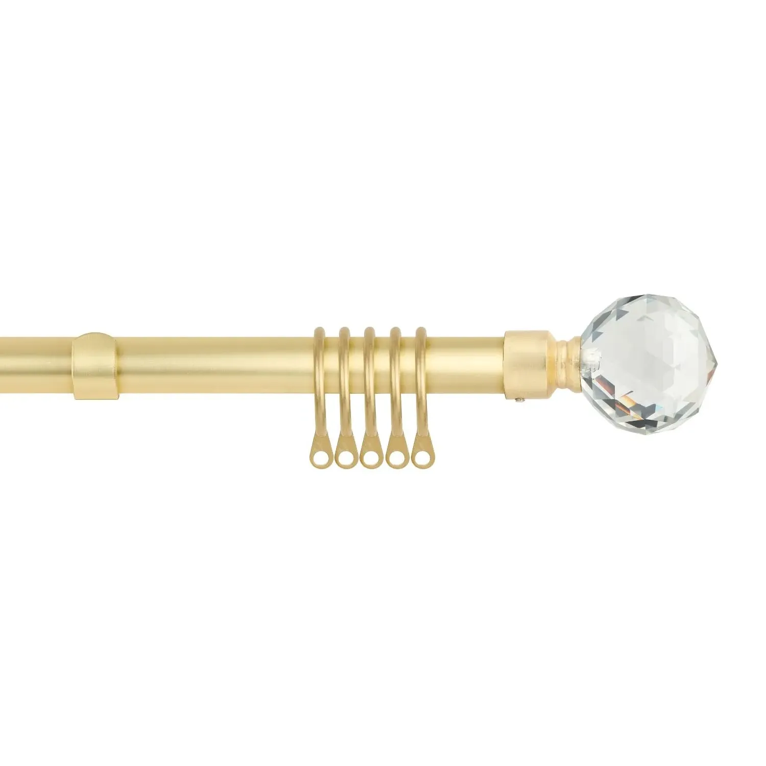 Crystal Extendable Curtain Pole with Rings 1.2-2.1m - Matt Gold product