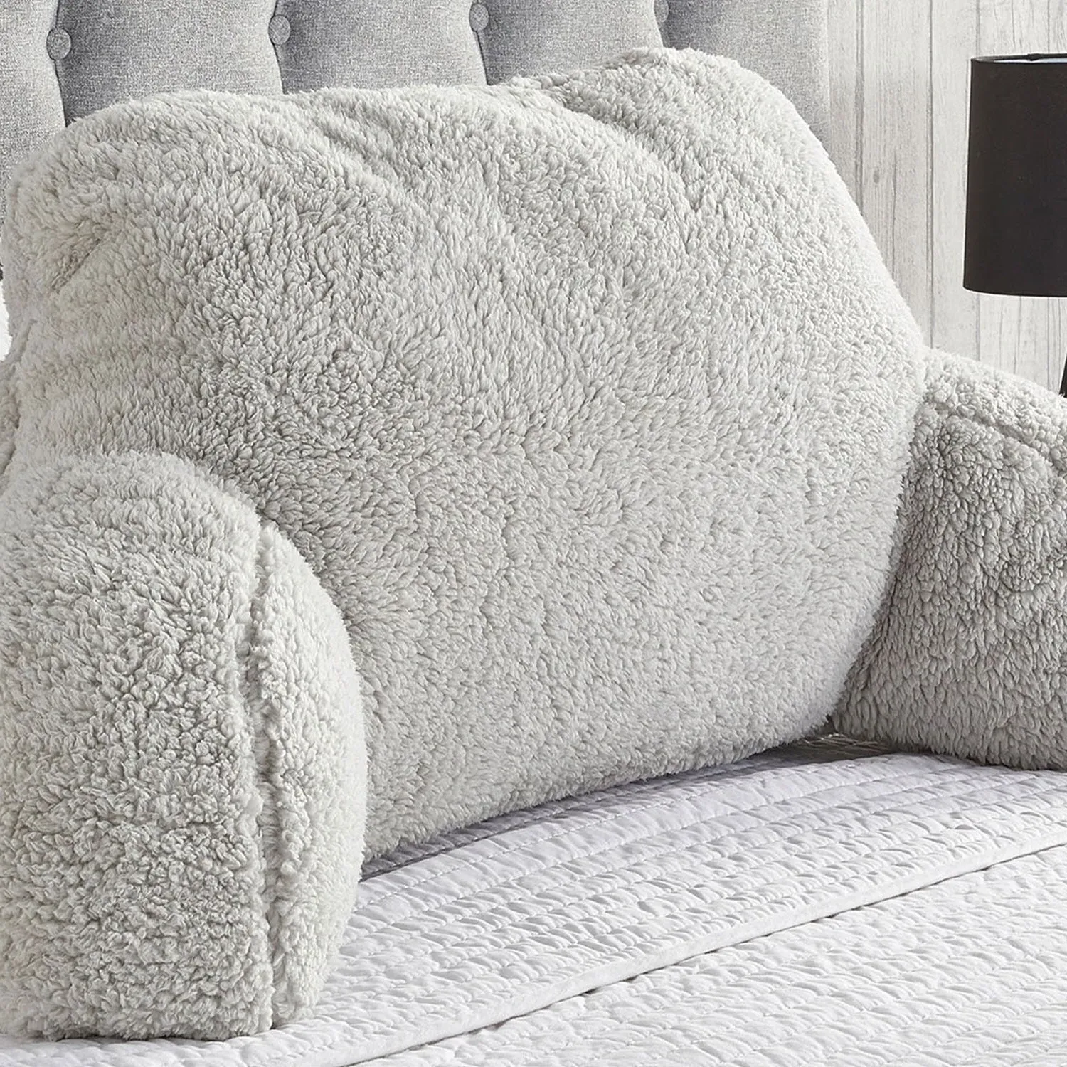 Cuddle Cushion with Support - Grey, Fleece