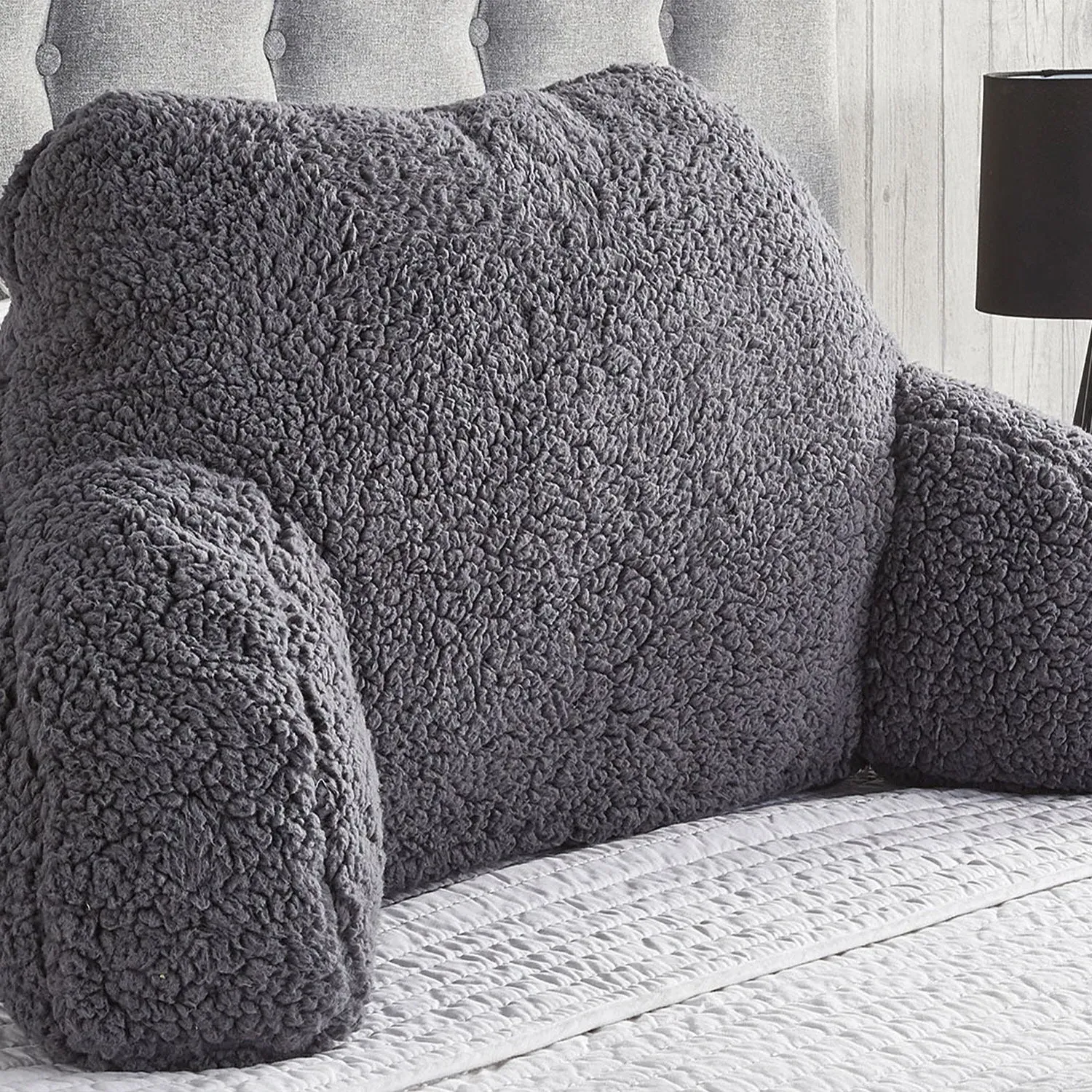 Cuddle Cushion with Support - Grey, Fleece