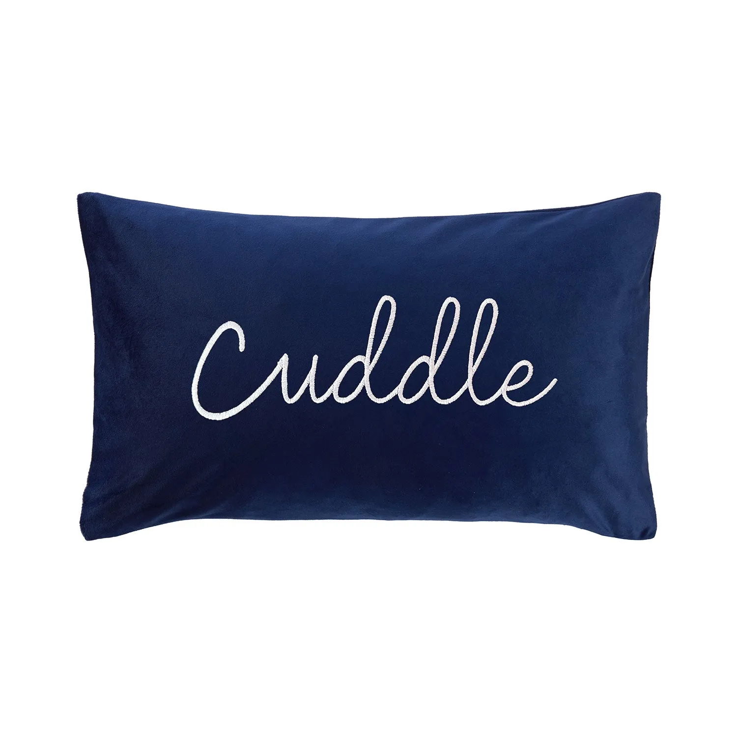 Cuddle Embroidered Velvet Cushion - Navy Blue by Julian Charles