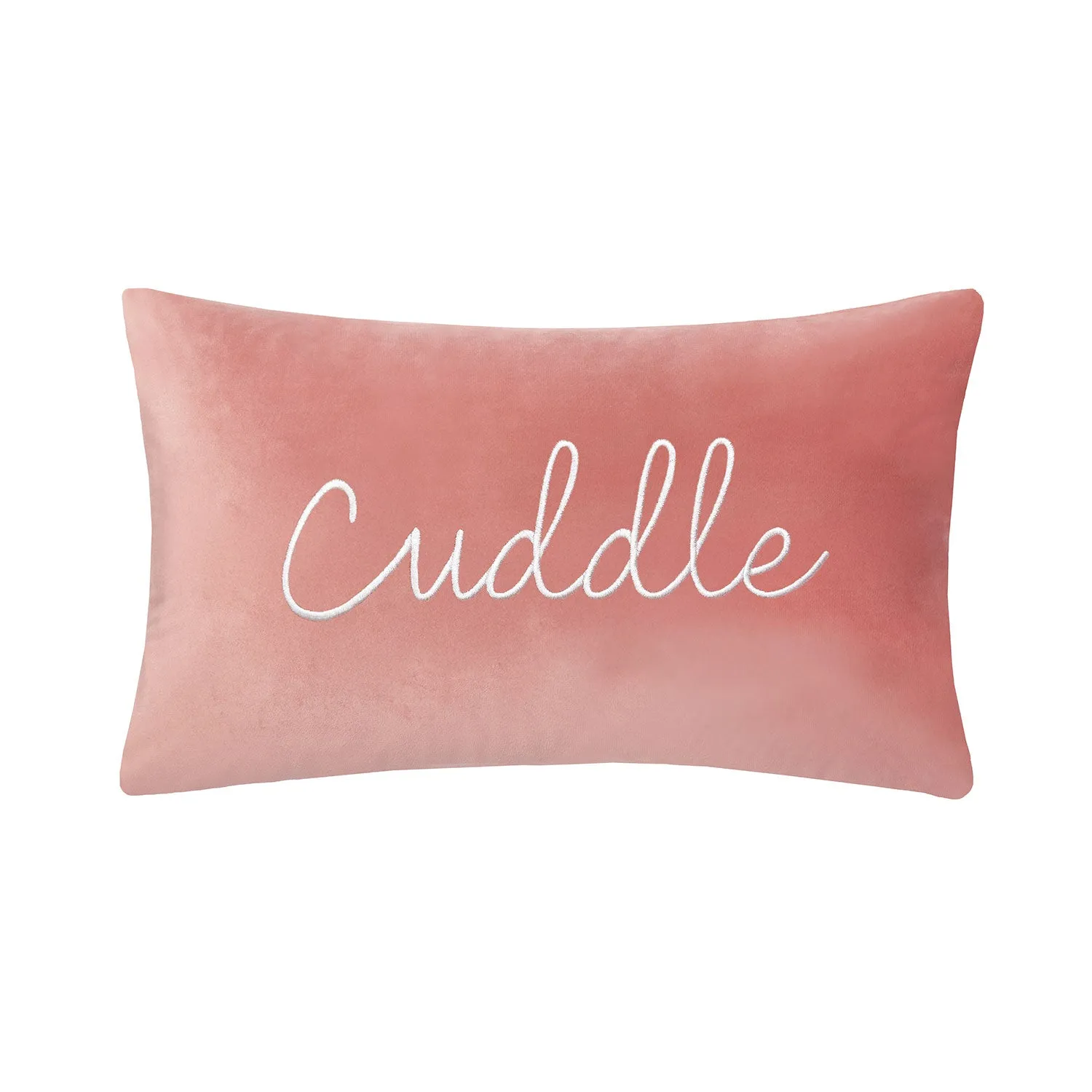 Cuddle Embroidered Velvet Cushion - Pink by Julian Charles