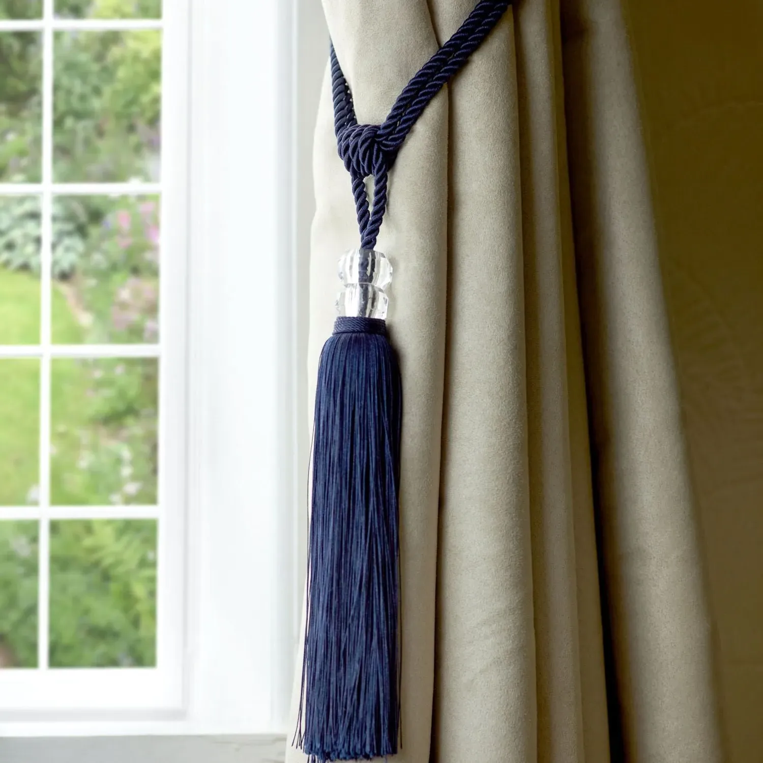 Curtain Tieback Pair with Tassels - Blue image