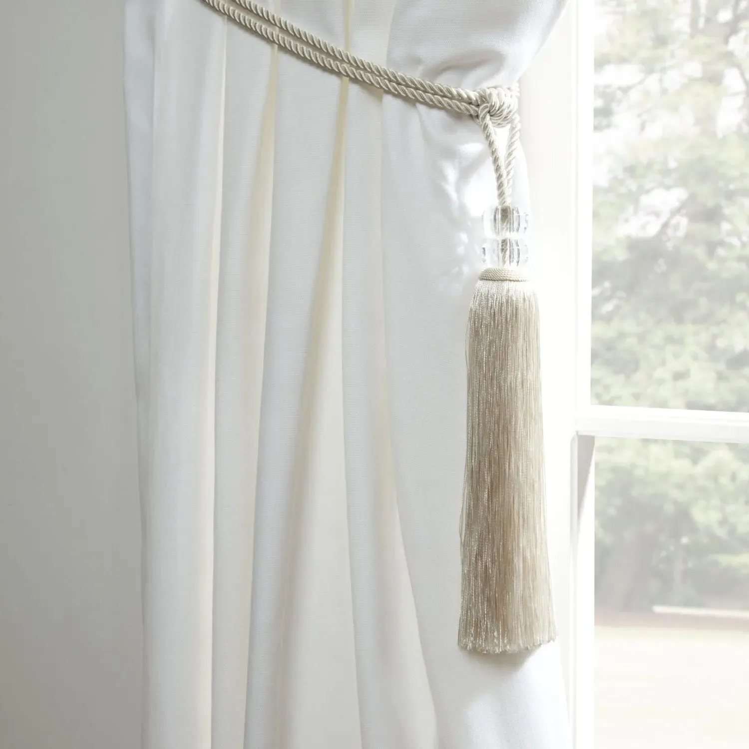 Curtain Tieback Pair with Tassels - Cream