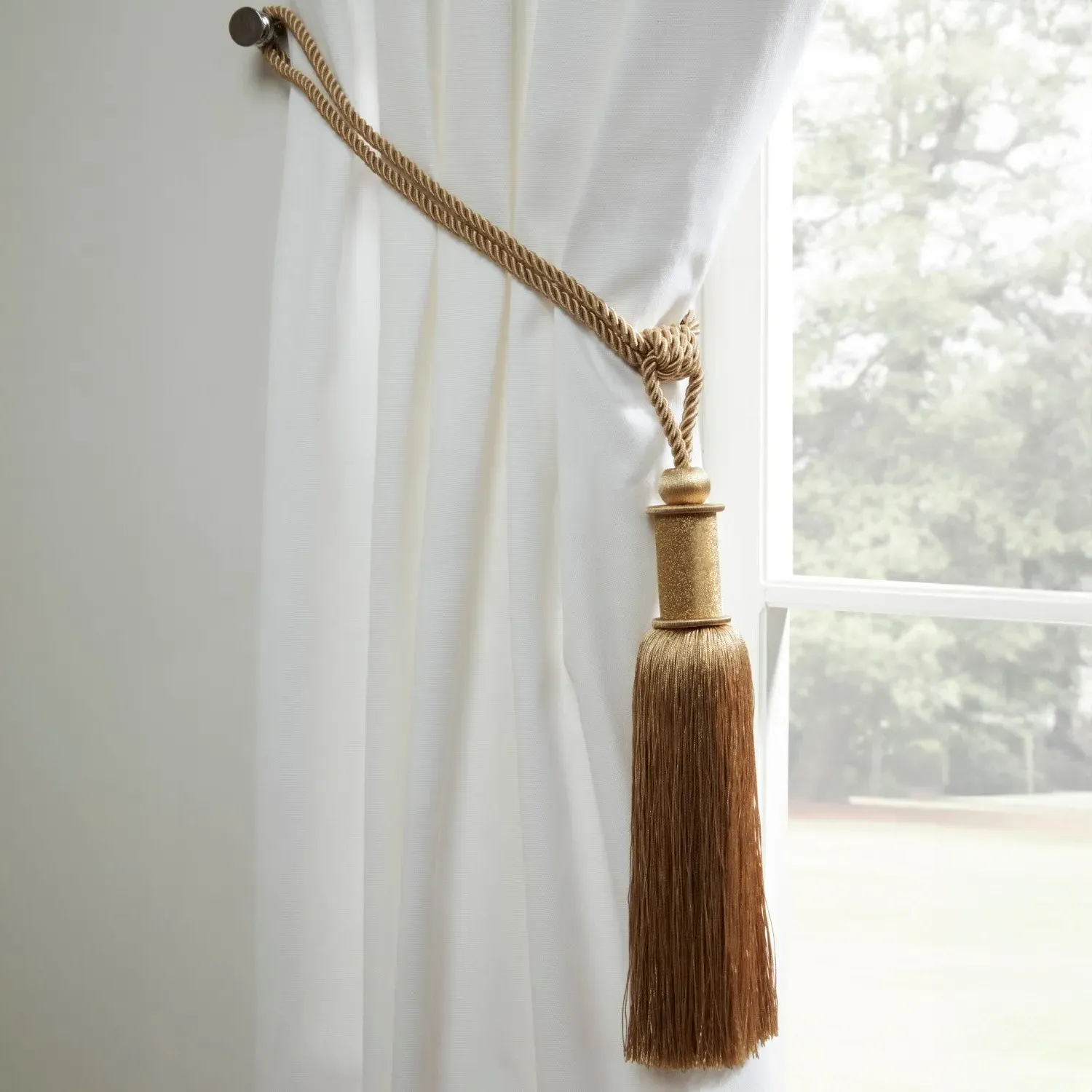Curtain Tieback Pair with Tassels - Gold