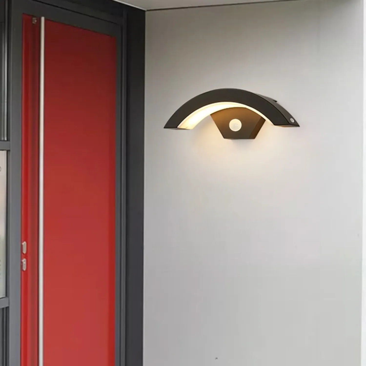 Curved LED Garden Induction Wall Light - Black, Aluminium alternate view