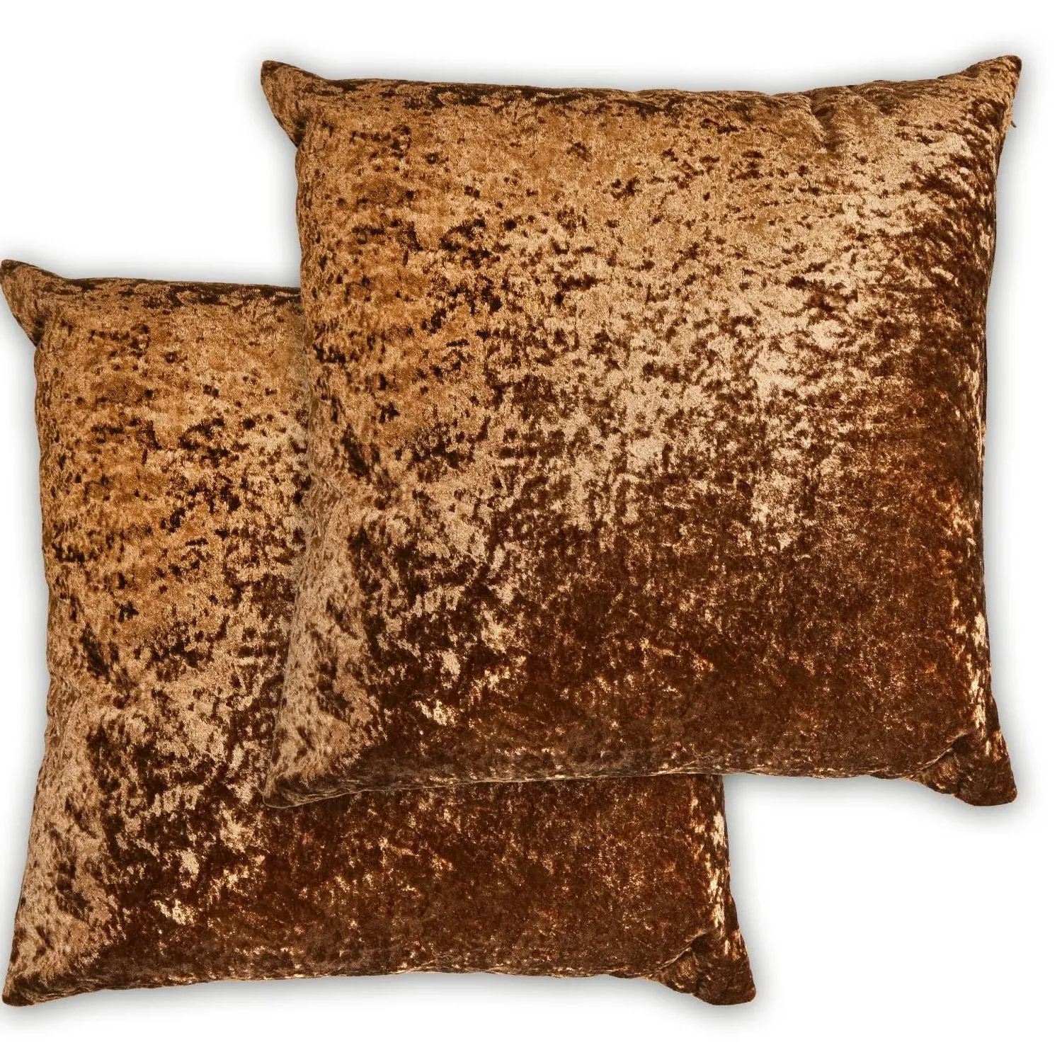 Cushion Cover Pair - Brown, Crushed Velvet