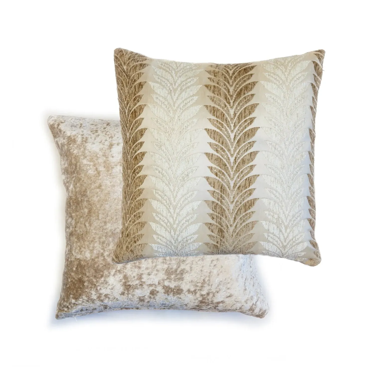 Cushion Cover Pair Geometric Design - Cream, Chenille