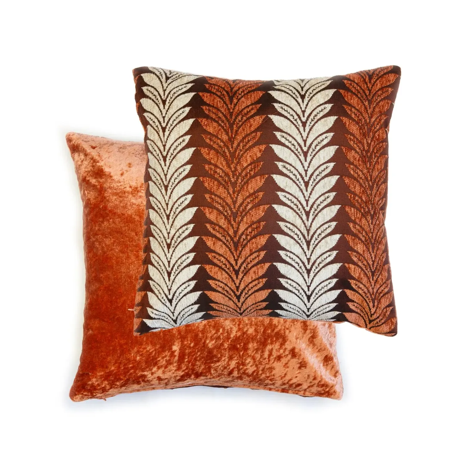 Cushion Cover Pair Geometric Design - Orange, Chenille