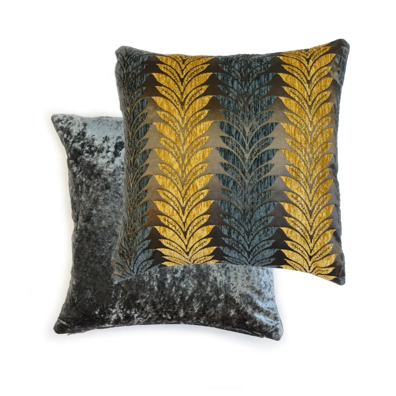 Cushion Cover Pair Geometric Design - Yellow, Chenille