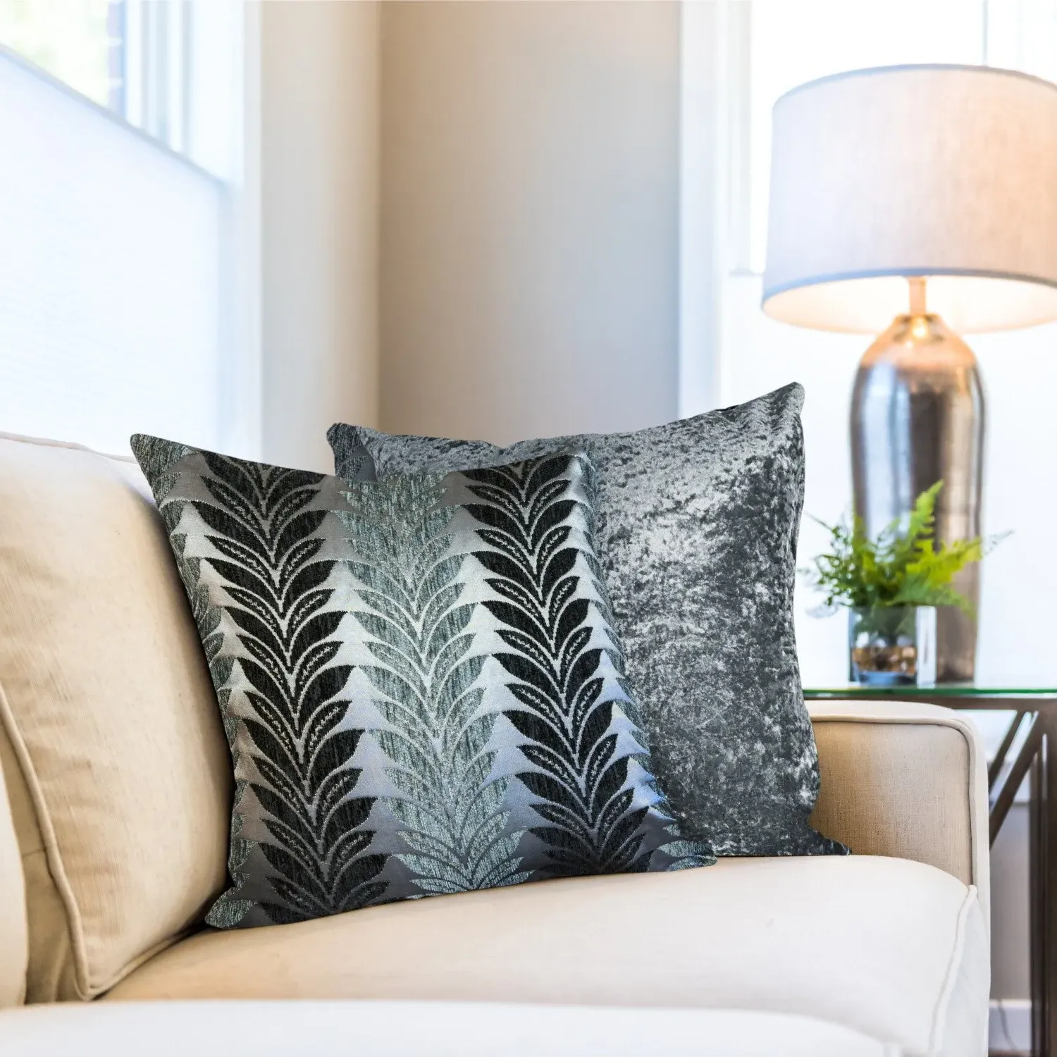 Cushion Cover Pair Geometric - Grey, Chenille image