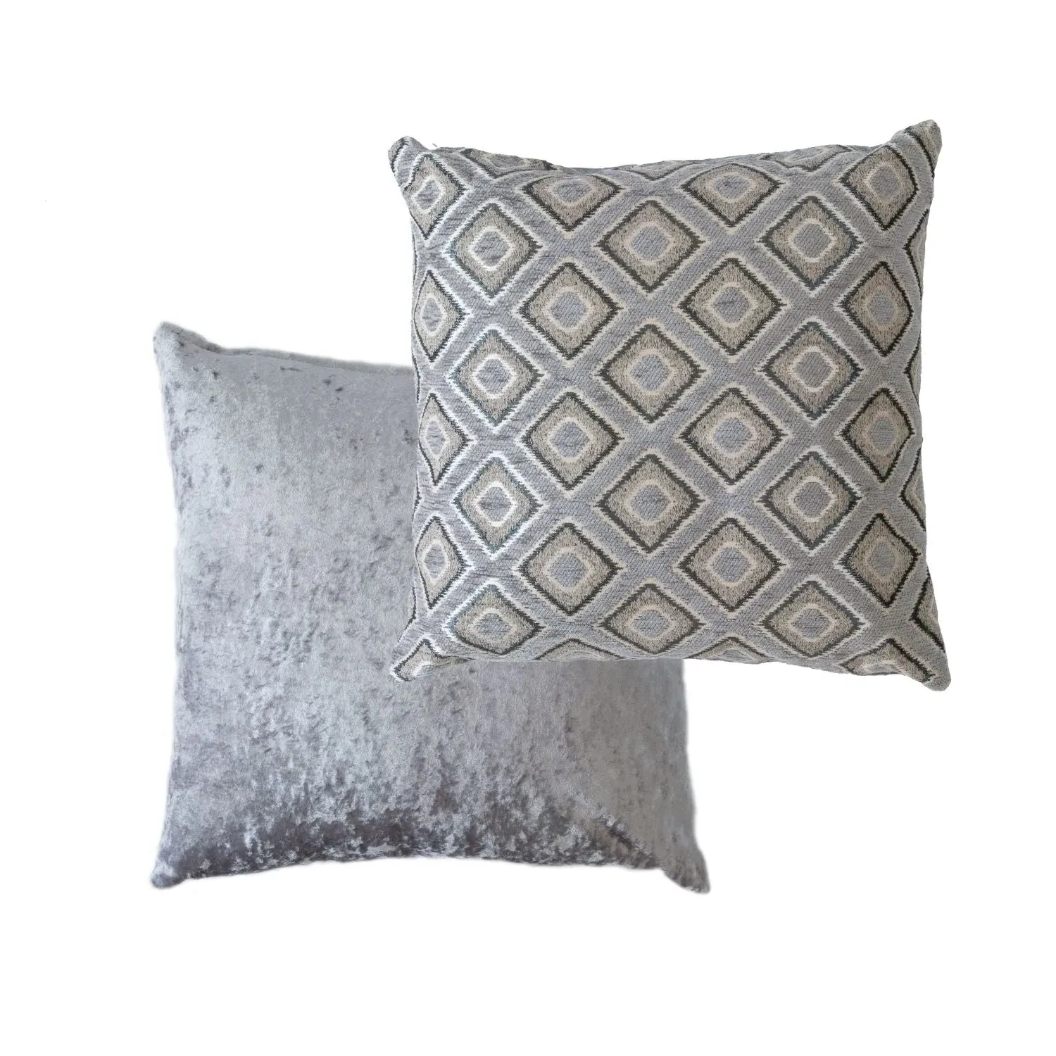 Cushion Cover Pair Geometric Jacquard - Grey