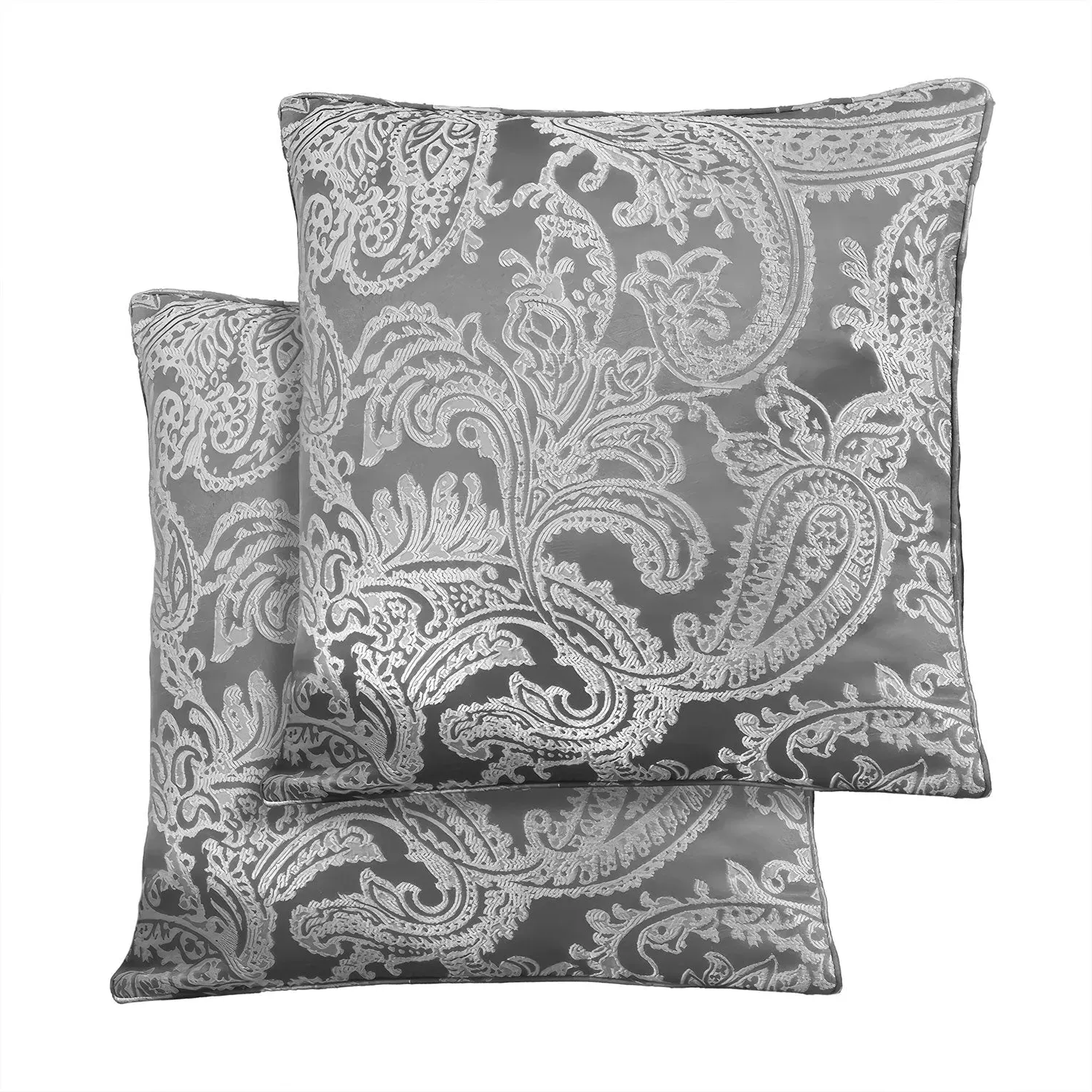 Cushion Cover Pair Reversible - Grey, Jacquard