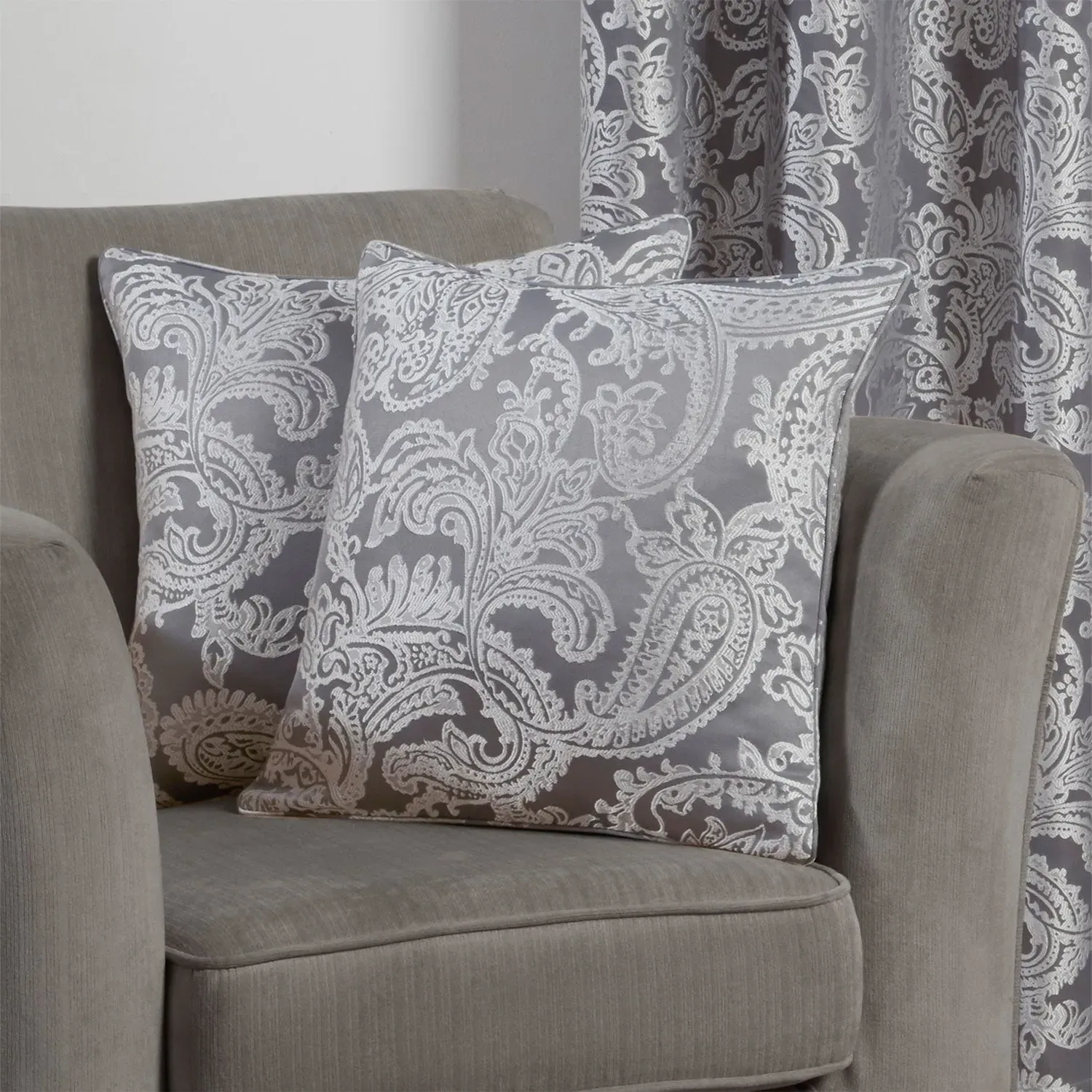 Cushion Cover Pair Reversible - Grey, Jacquard image
