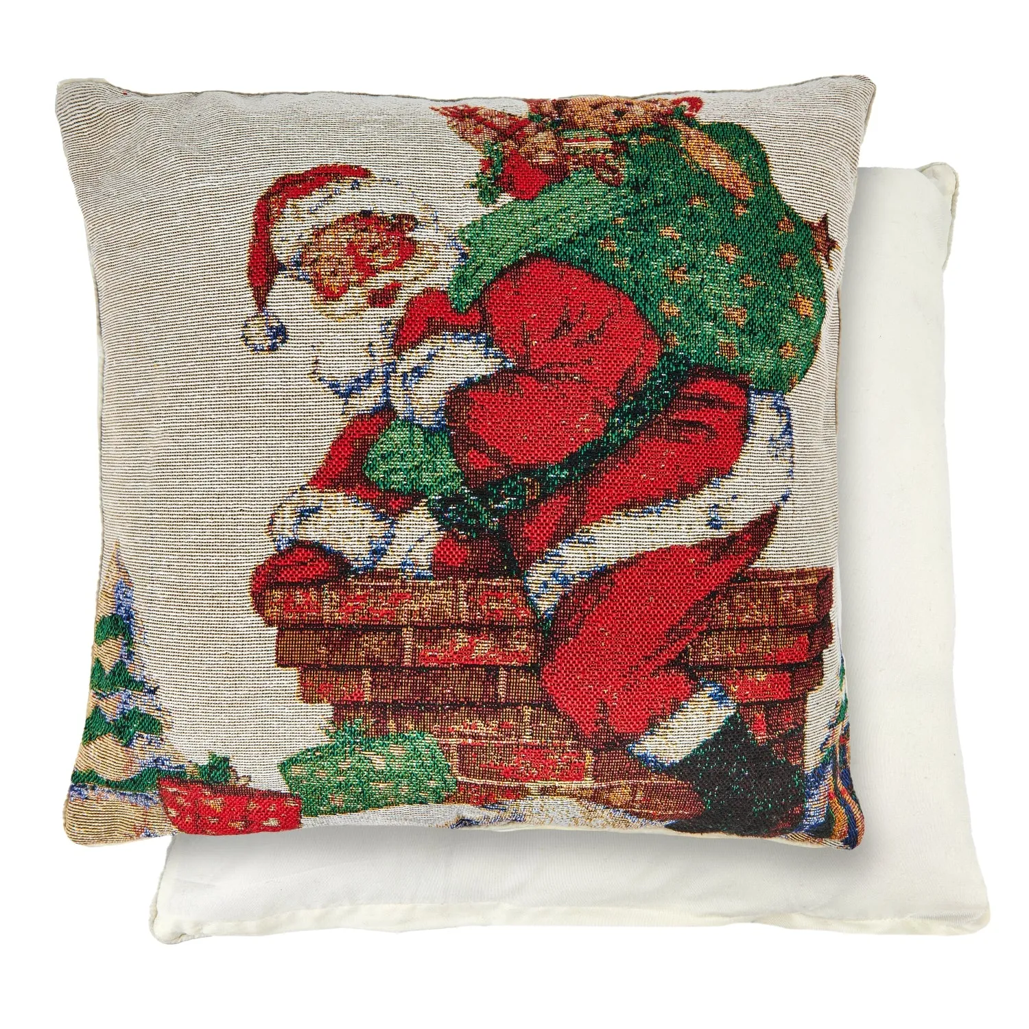Cushion Cover Pair Santa Chimney - Multi, Tapestry