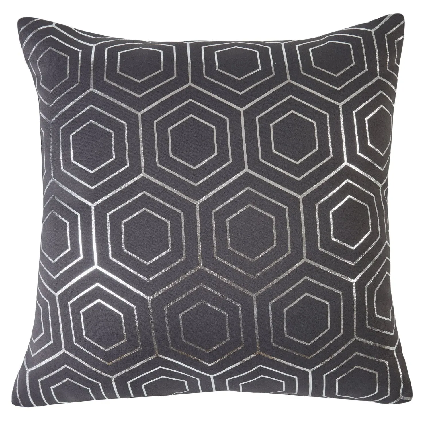 Cushion Cover Pair with Geometric Design - Grey, Velvet