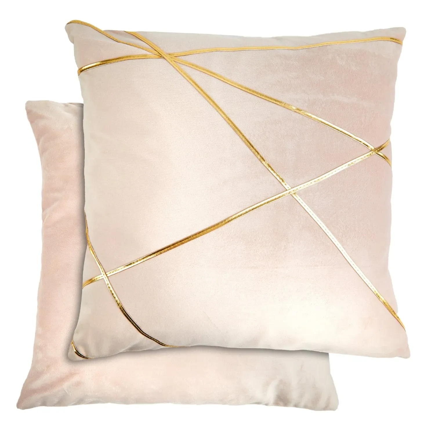Cushion Cover Pair with Gold Design - Pink, Velvet