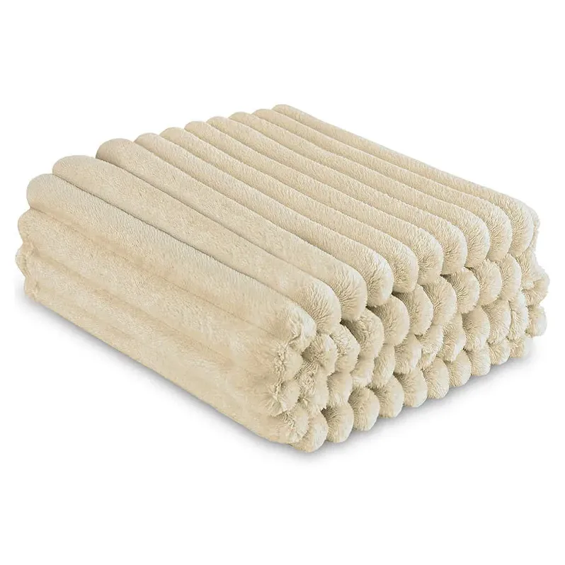 Dalton Extra Large Ribbed Fleece Throw - Natural alternate view
