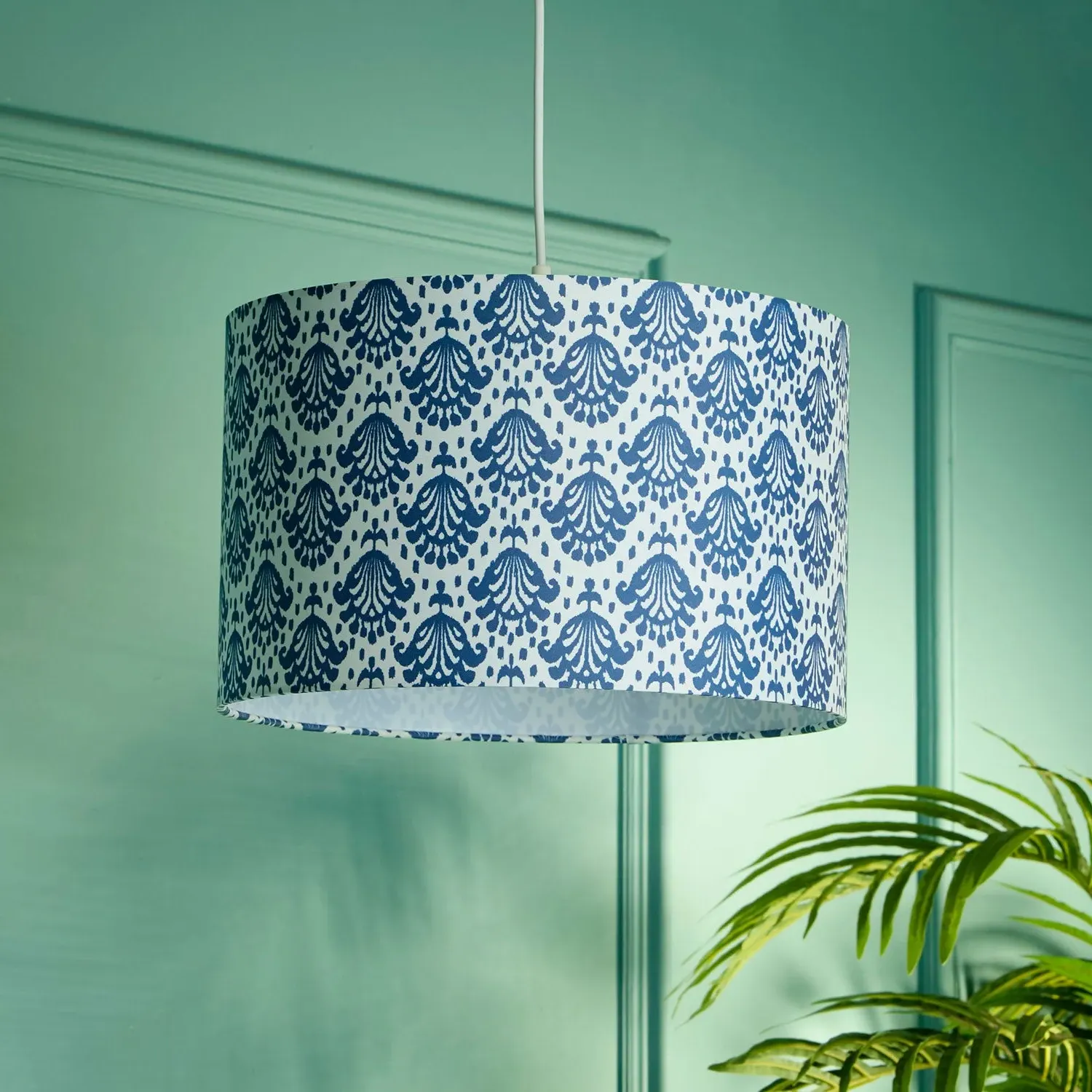 Damask Print Easy Fit Light Shade - Blue