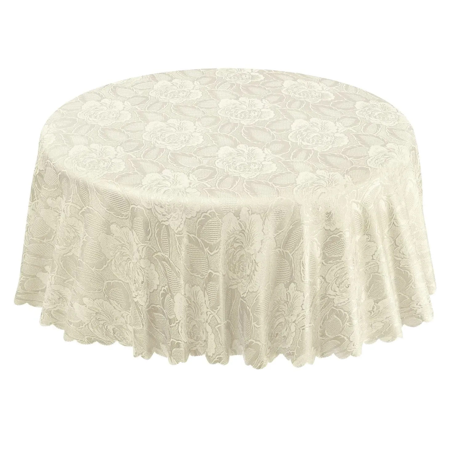 Damask Rose Jacquard Tablecloth - Cream, Polyester product