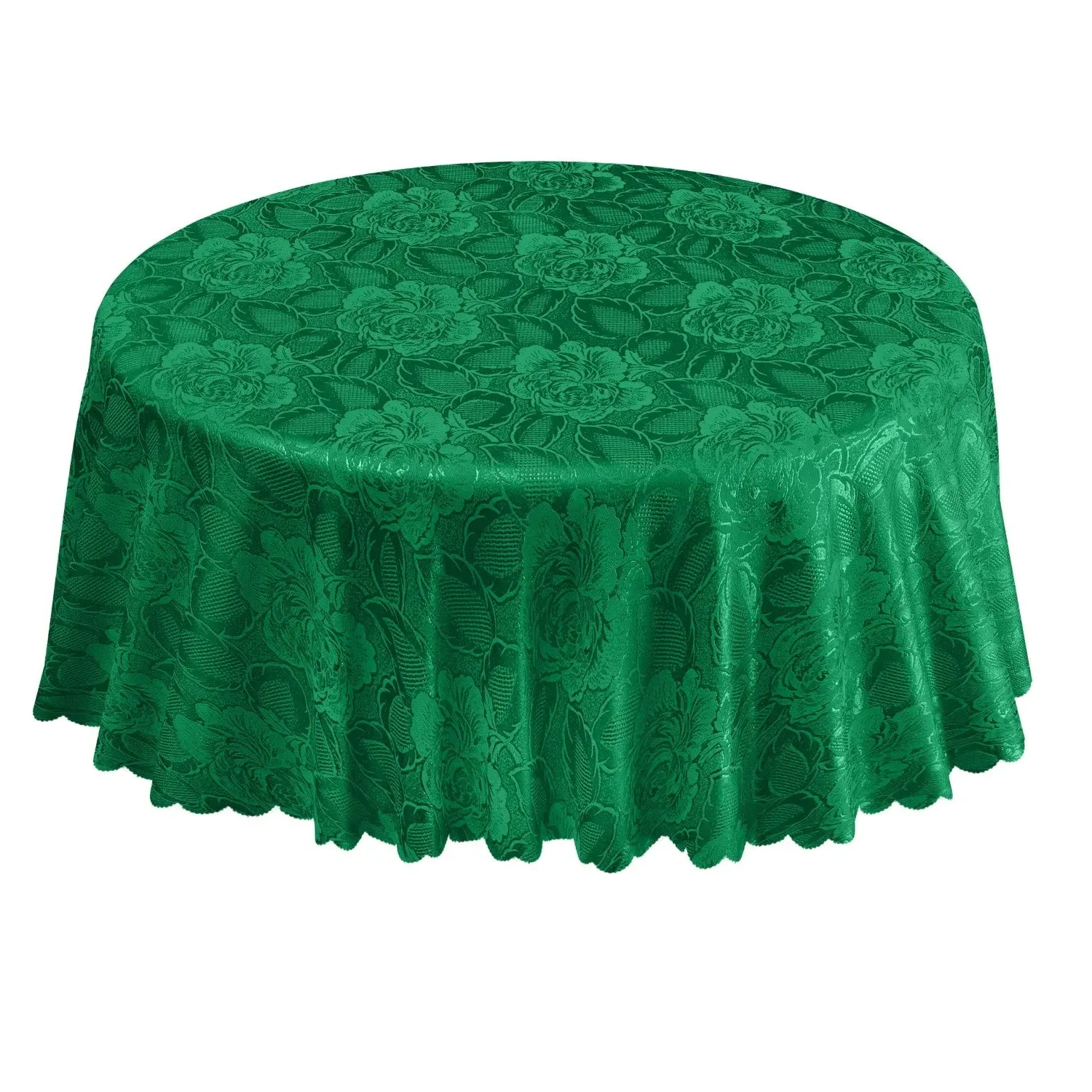 Damask Rose Jacquard Tablecloth - Green, Polyester product