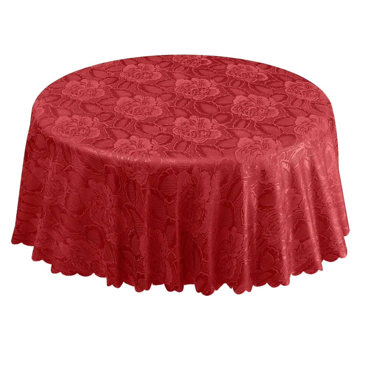 Damask Rose Jacquard Tablecloth - Red, Polyester product