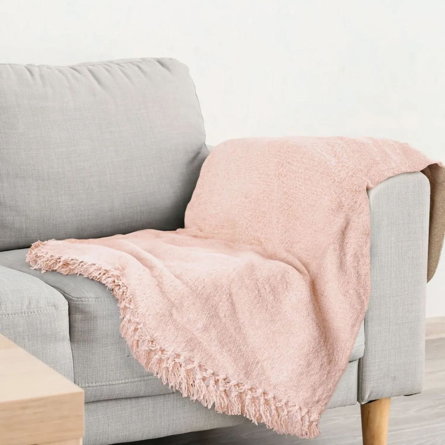 Darcy Chenille Throw - Blush Pink by Julian Charles, image 2