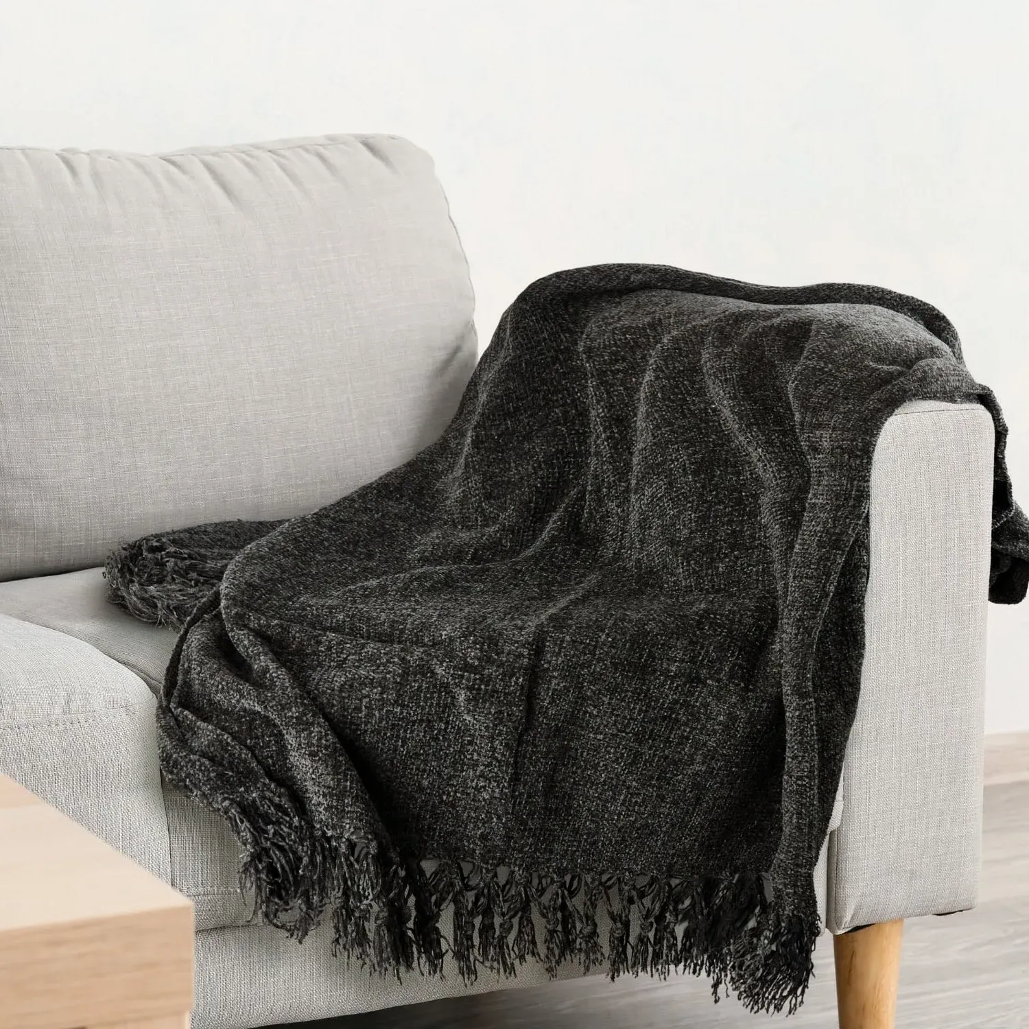 Darcy Chenille Throw - Charcoal Grey alternate view