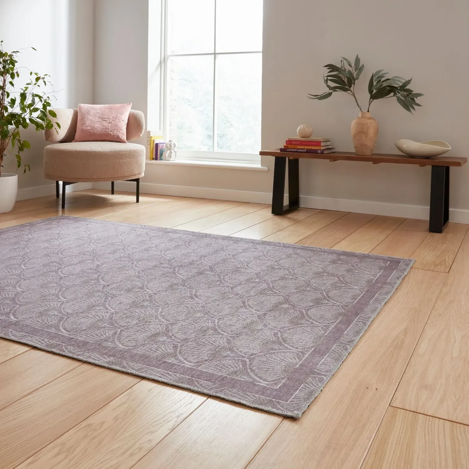 Deco Peacock Rug - Purple, Polyester