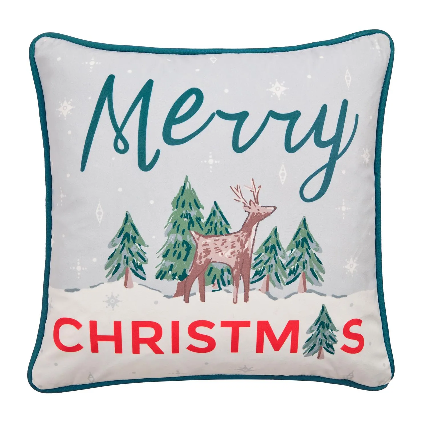 Deer Print Cushion - Green, Velvet