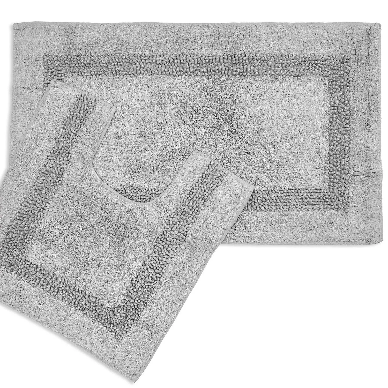 Diamante 2-Piece Bath and Pedestal Mat Set - Grey, Cotton product