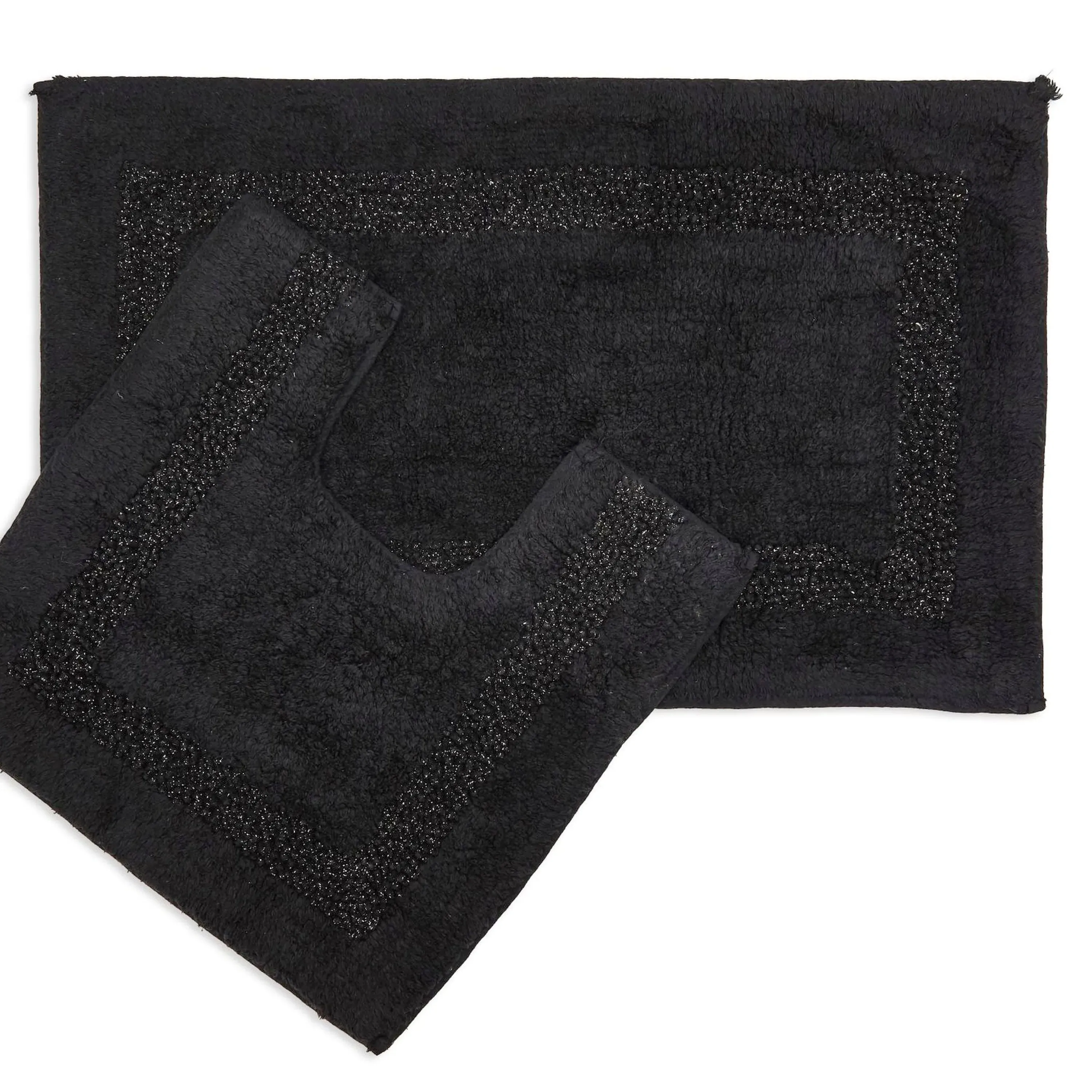 Diamante Border 2-Piece Bath and Pedestal Mat Set - Black product