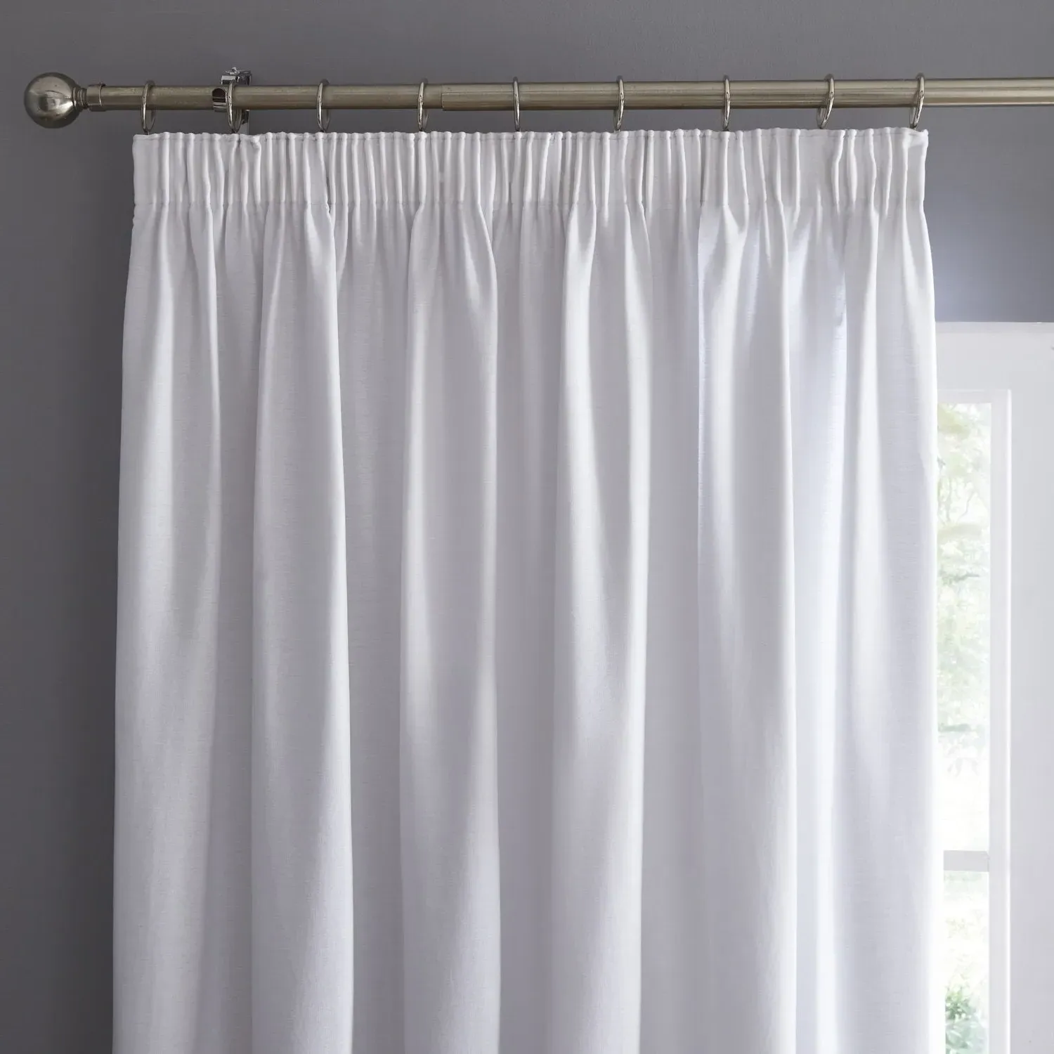 Dijon Pencil Pleat Blackout Thermal Curtains - White alternate view