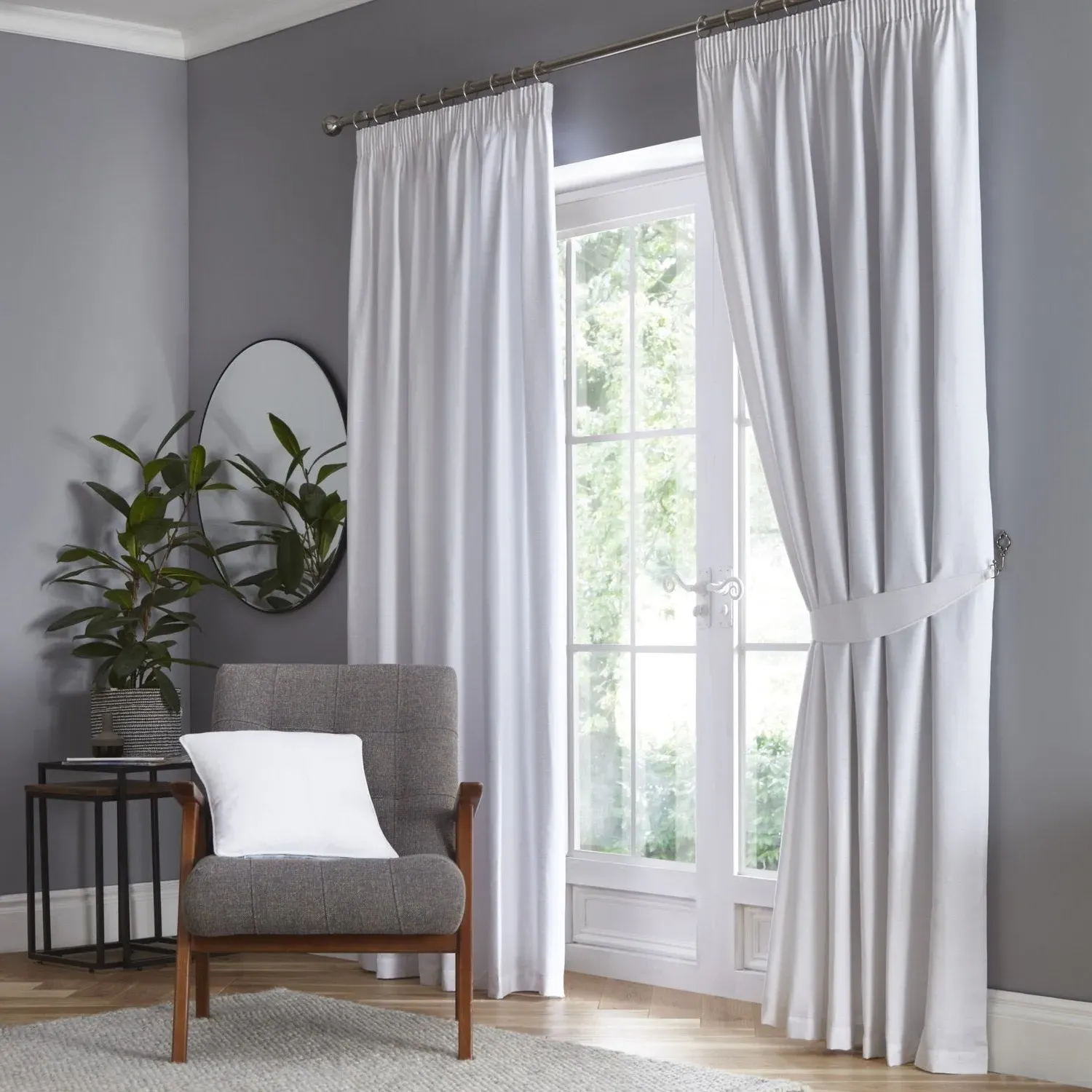 Blackout Thermal Pencil Pleat Curtains - White product