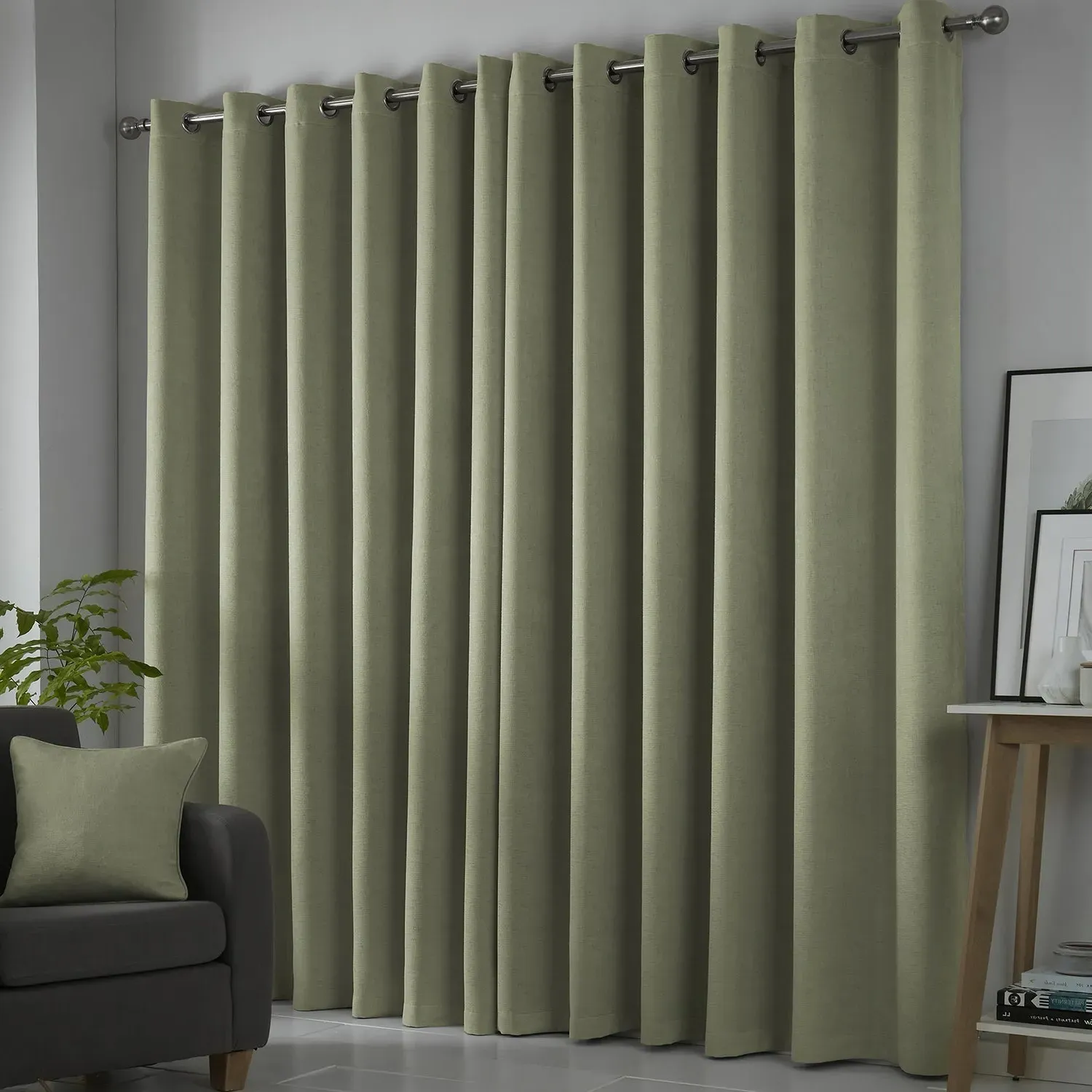 Dim Out Eyelet Curtains - Green
