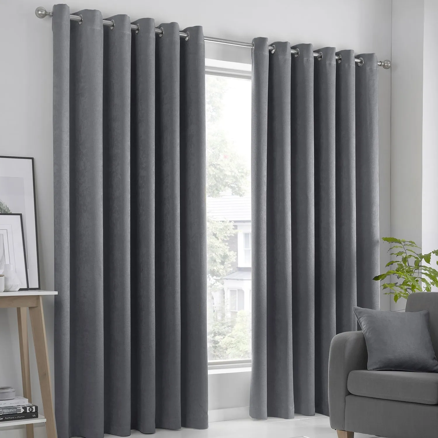 Dim Out Eyelet Curtains - Grey