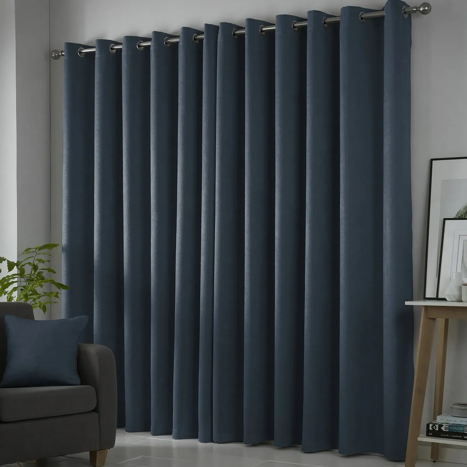 Dim Out Eyelet Curtains - Navy
