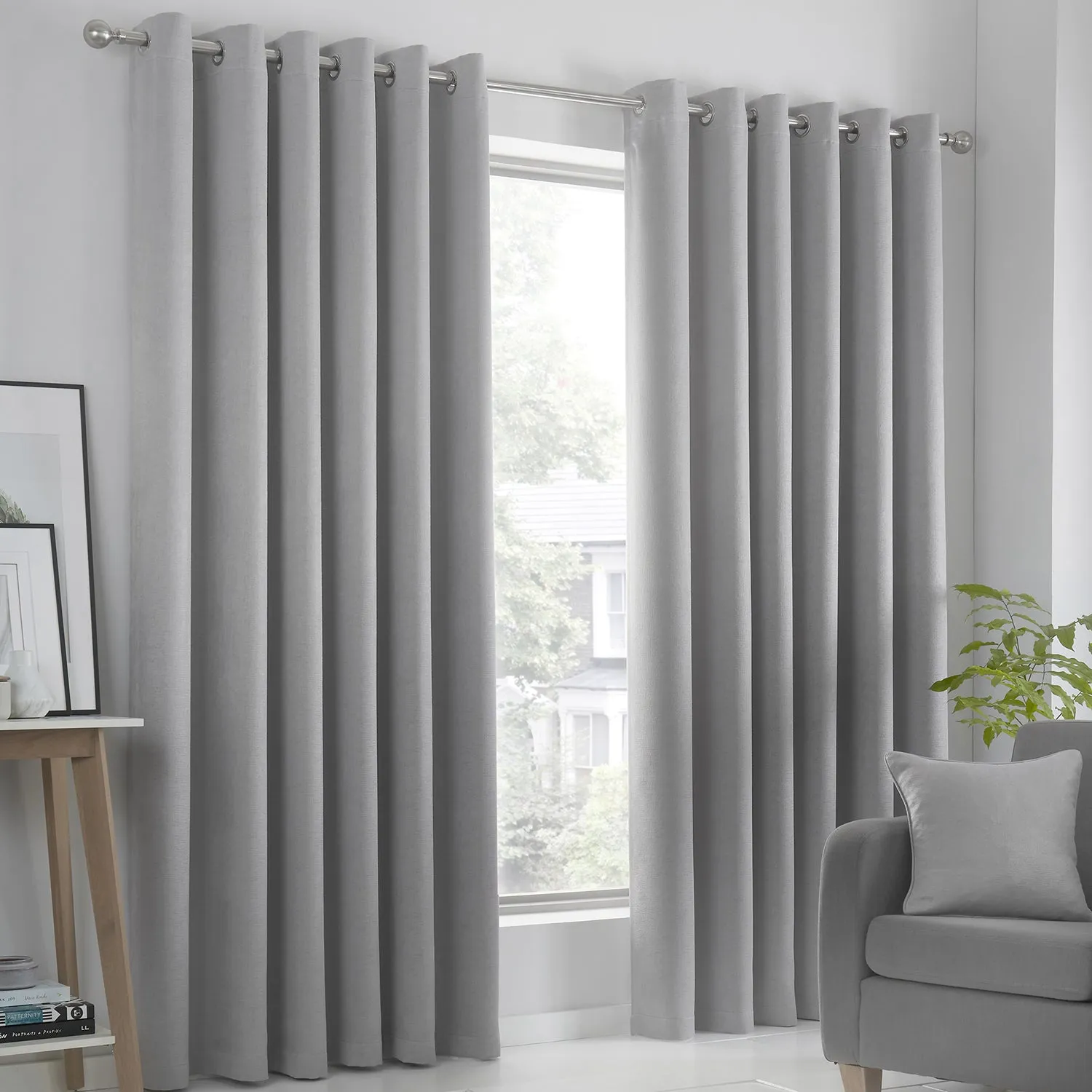 Dim Out Eyelet Curtains - Silver Grey