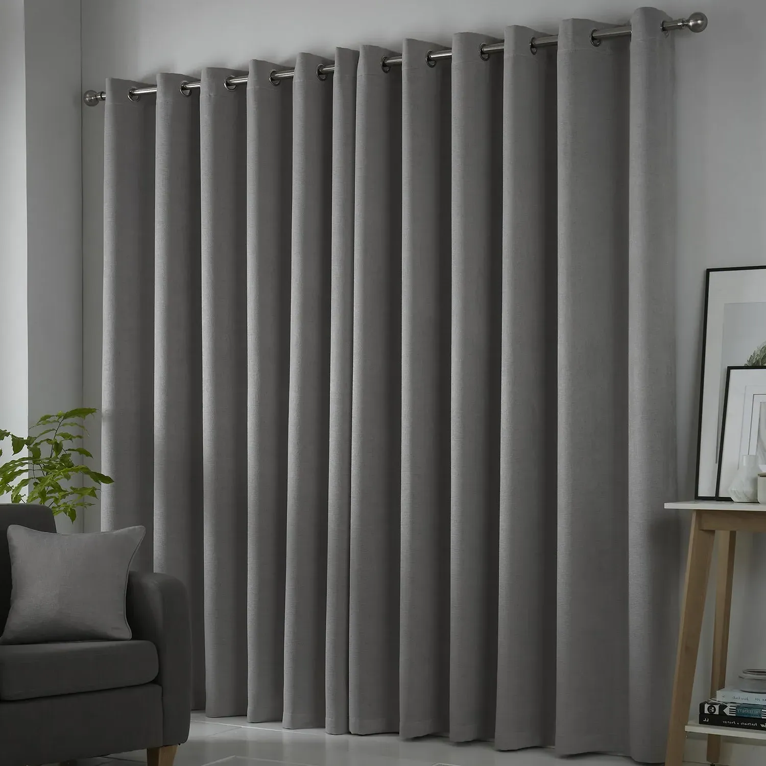 Dim Out Eyelet Curtains - Silver Grey