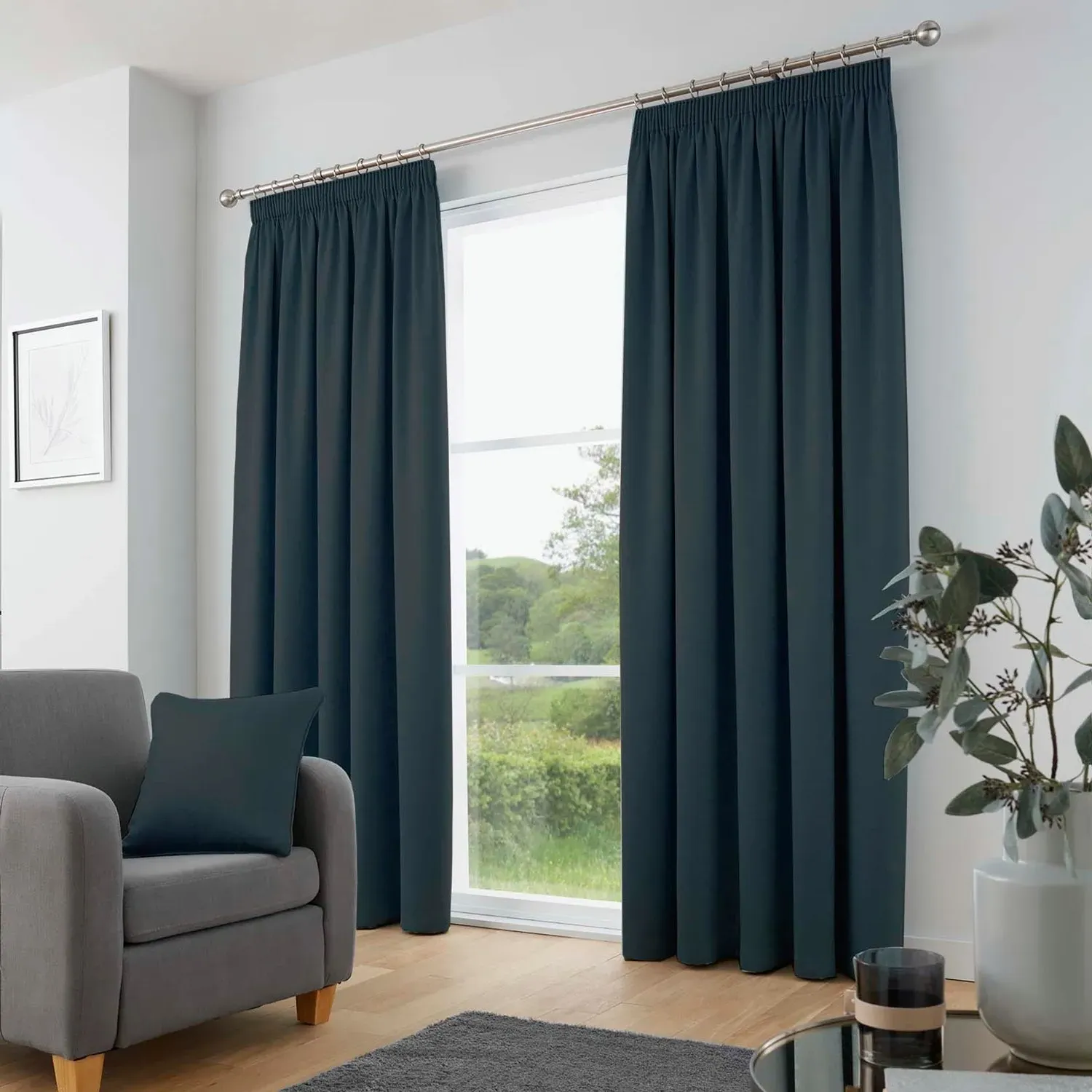 Dim Out Pencil Pleat Curtains - Navy Blue