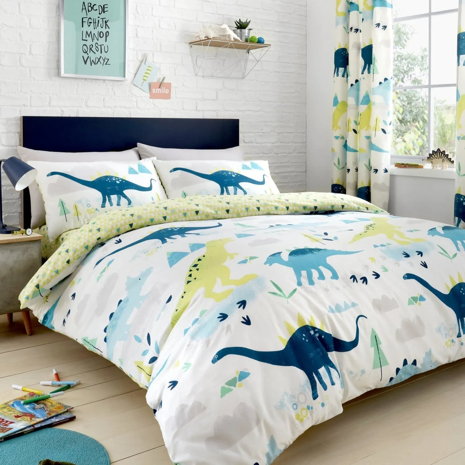 Dinosaur Glow-in-the-Dark Single Duvet Set - Multicolour product