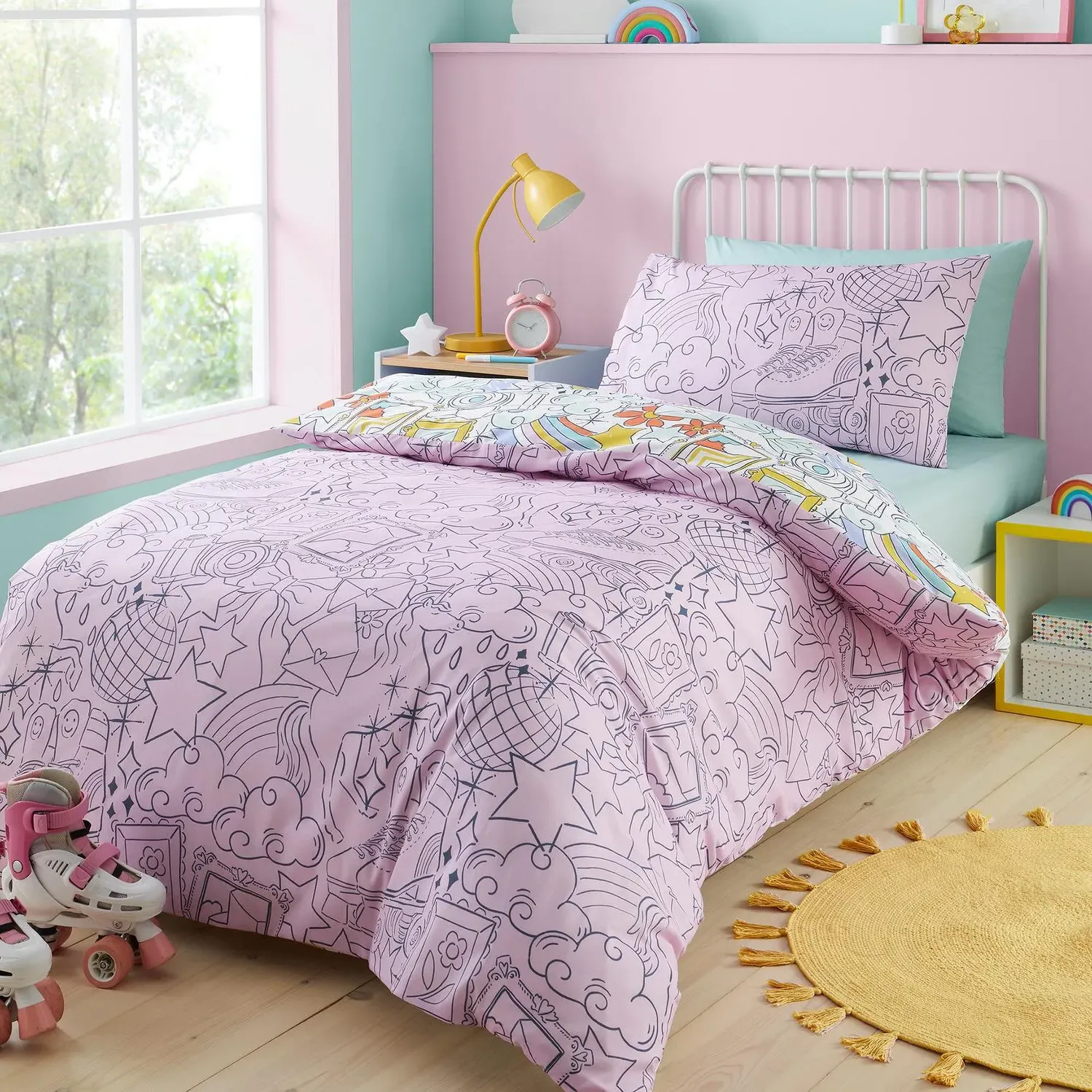 Doodle Hobby Single Duvet Set - Multi, Polycotton alternate view