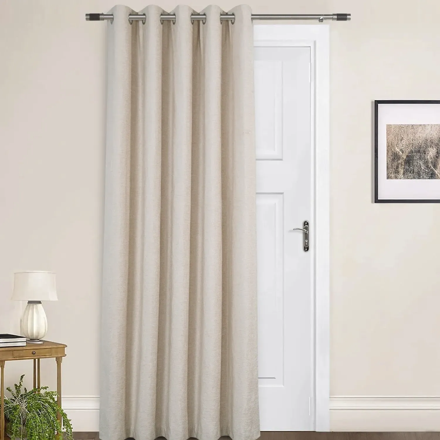 Door Curtain with Thermal Lining - Natural