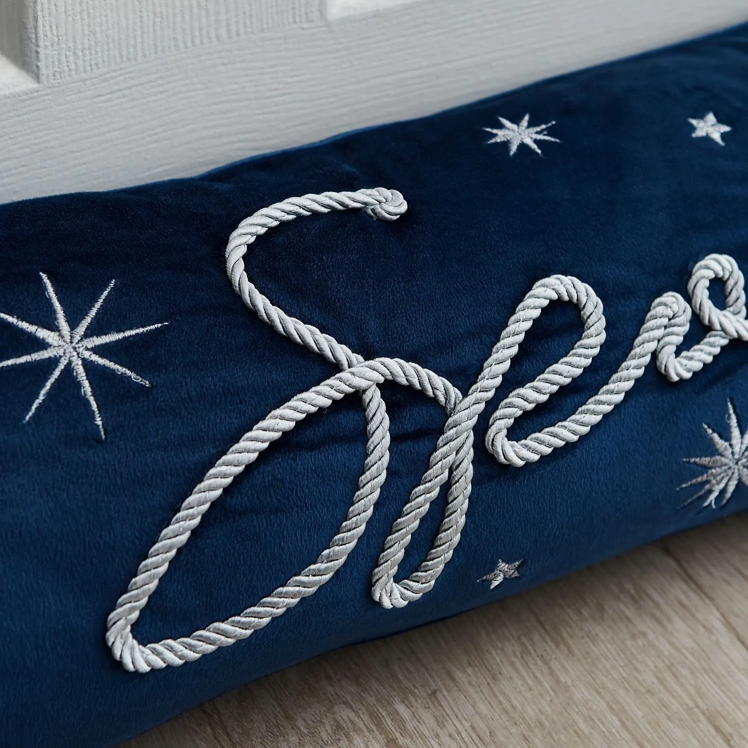 Door Draught Excluder with Sparkle - Navy, Velvet image