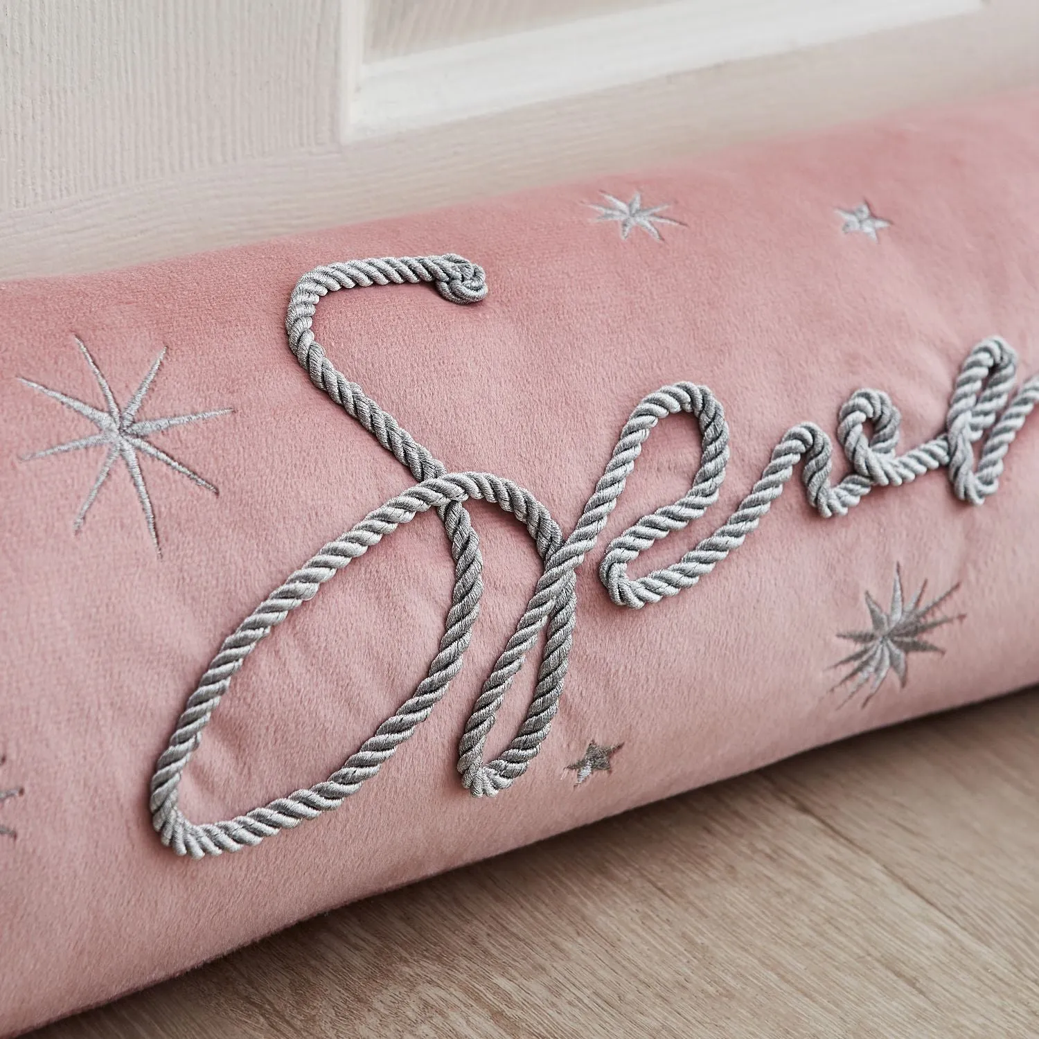 Door Draught Excluder with Sparkle - Pink, Velvet